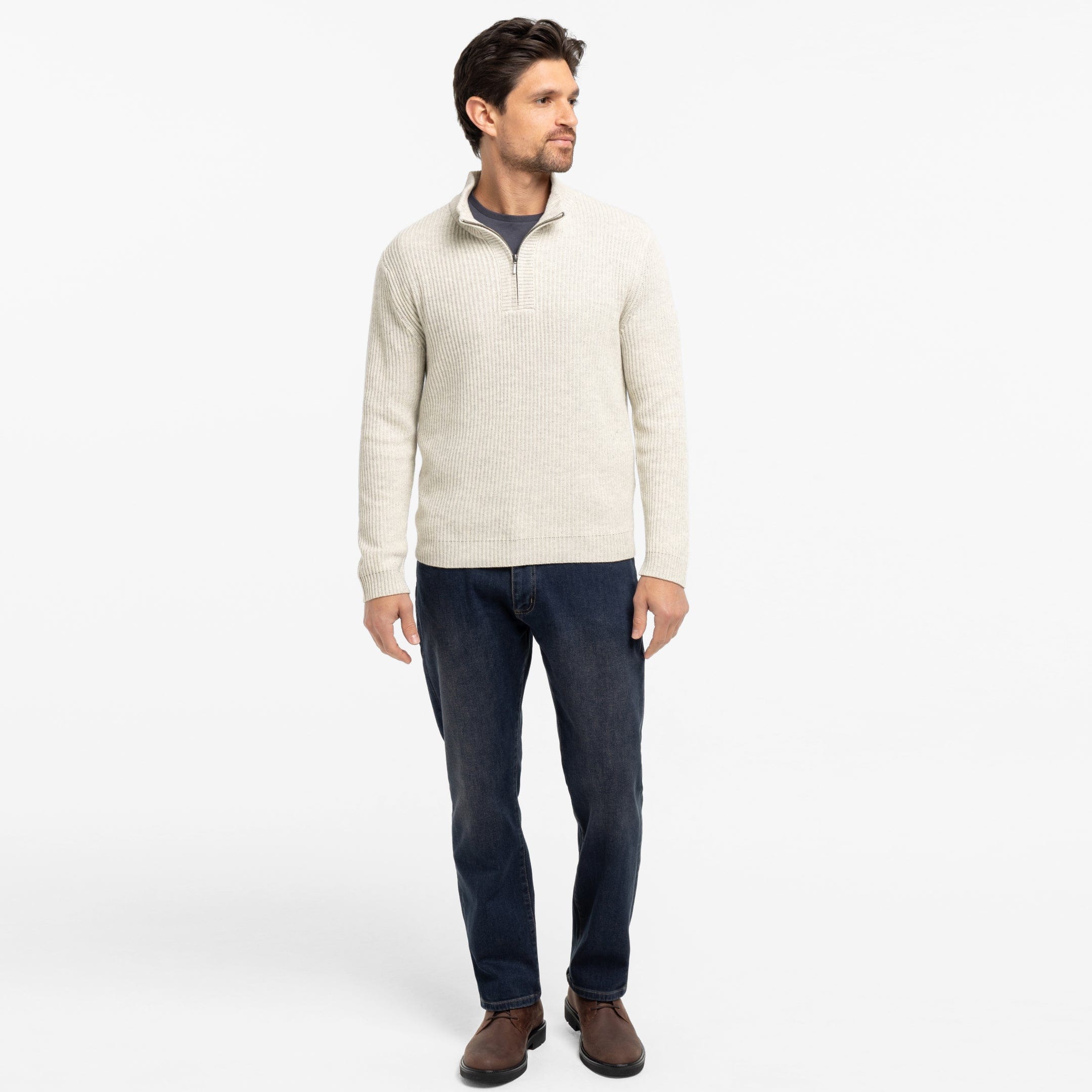 Oat Cashmere Blend Quarter-Zip Sweater