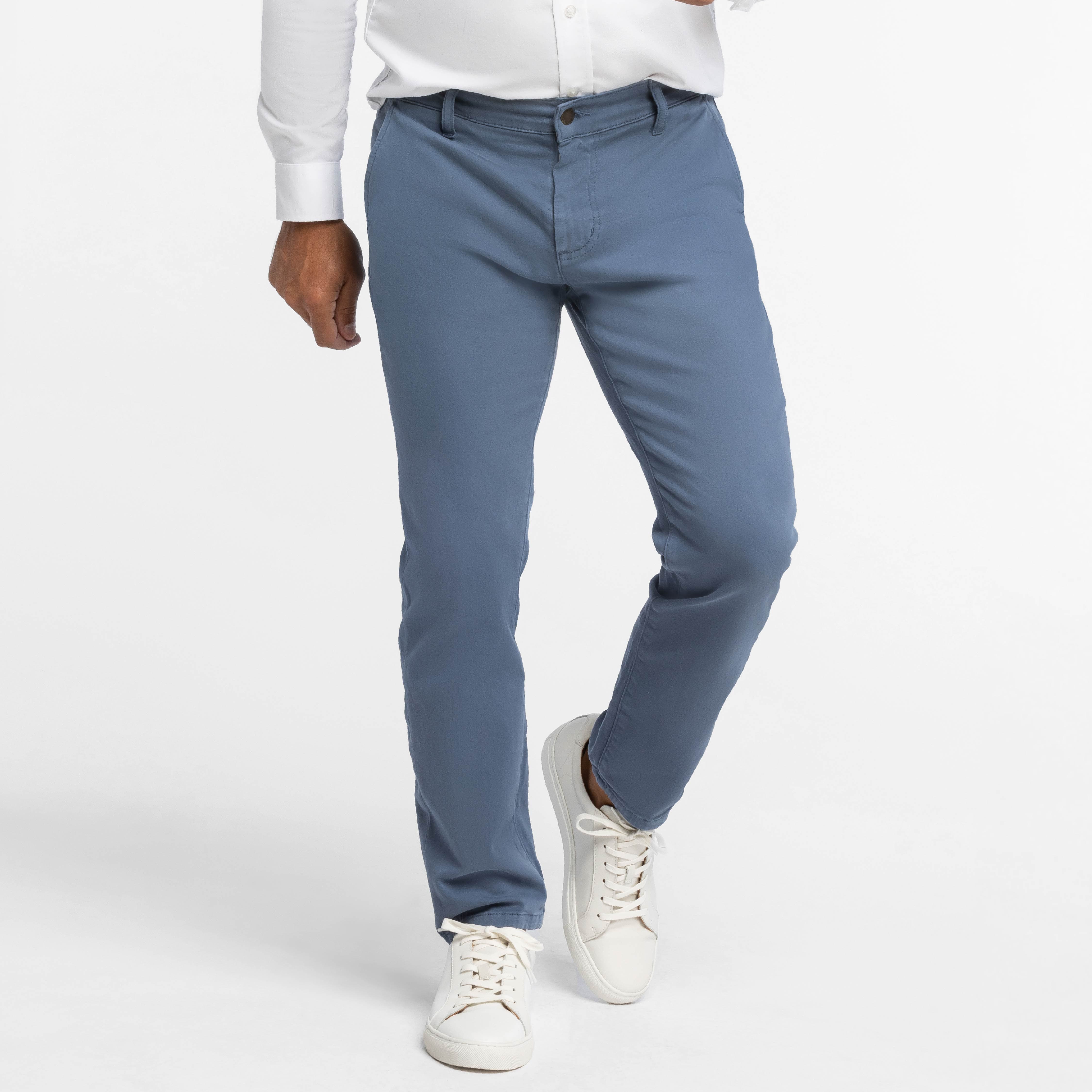 Deep Blue Washed Stretch Chino