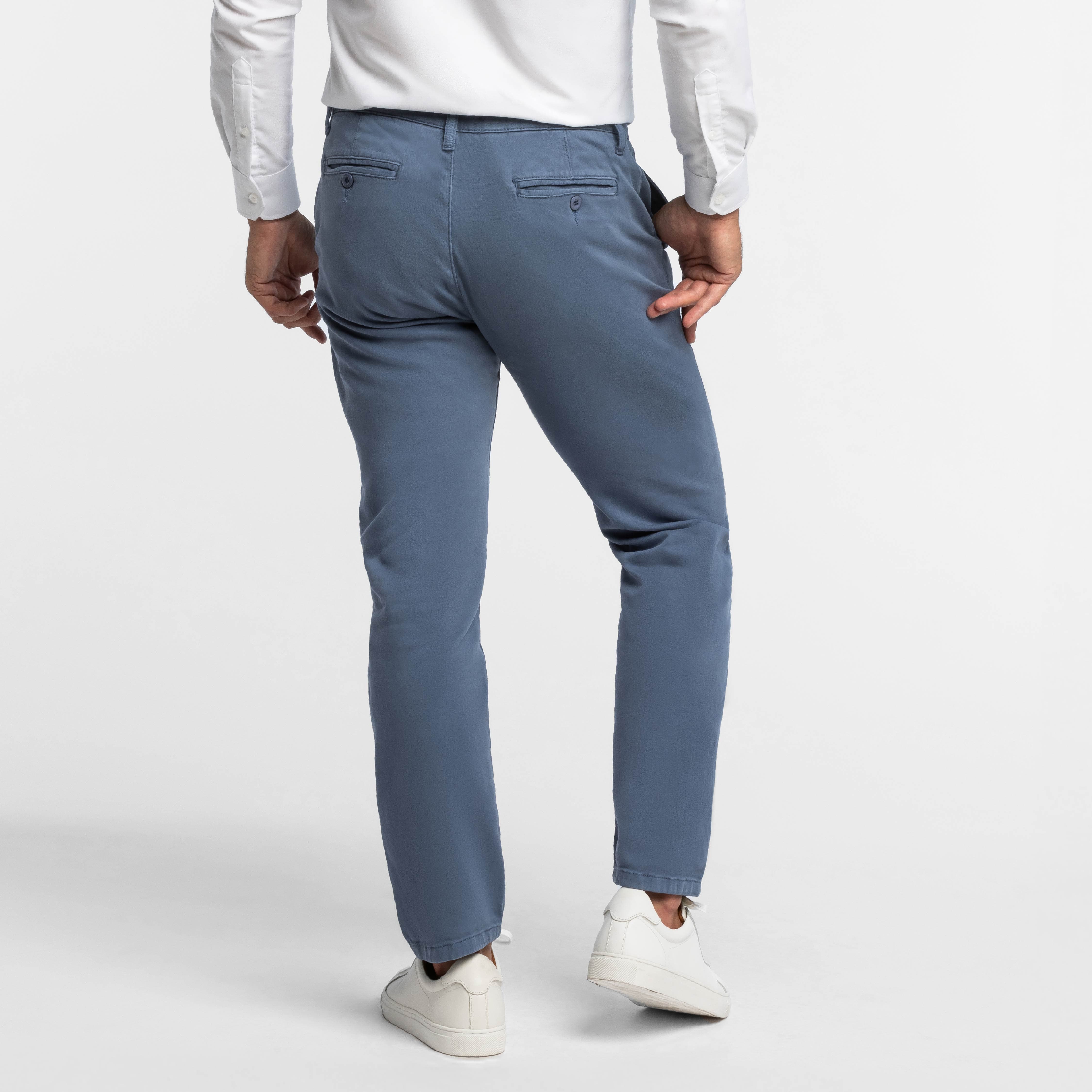 Deep Blue Washed Stretch Chino