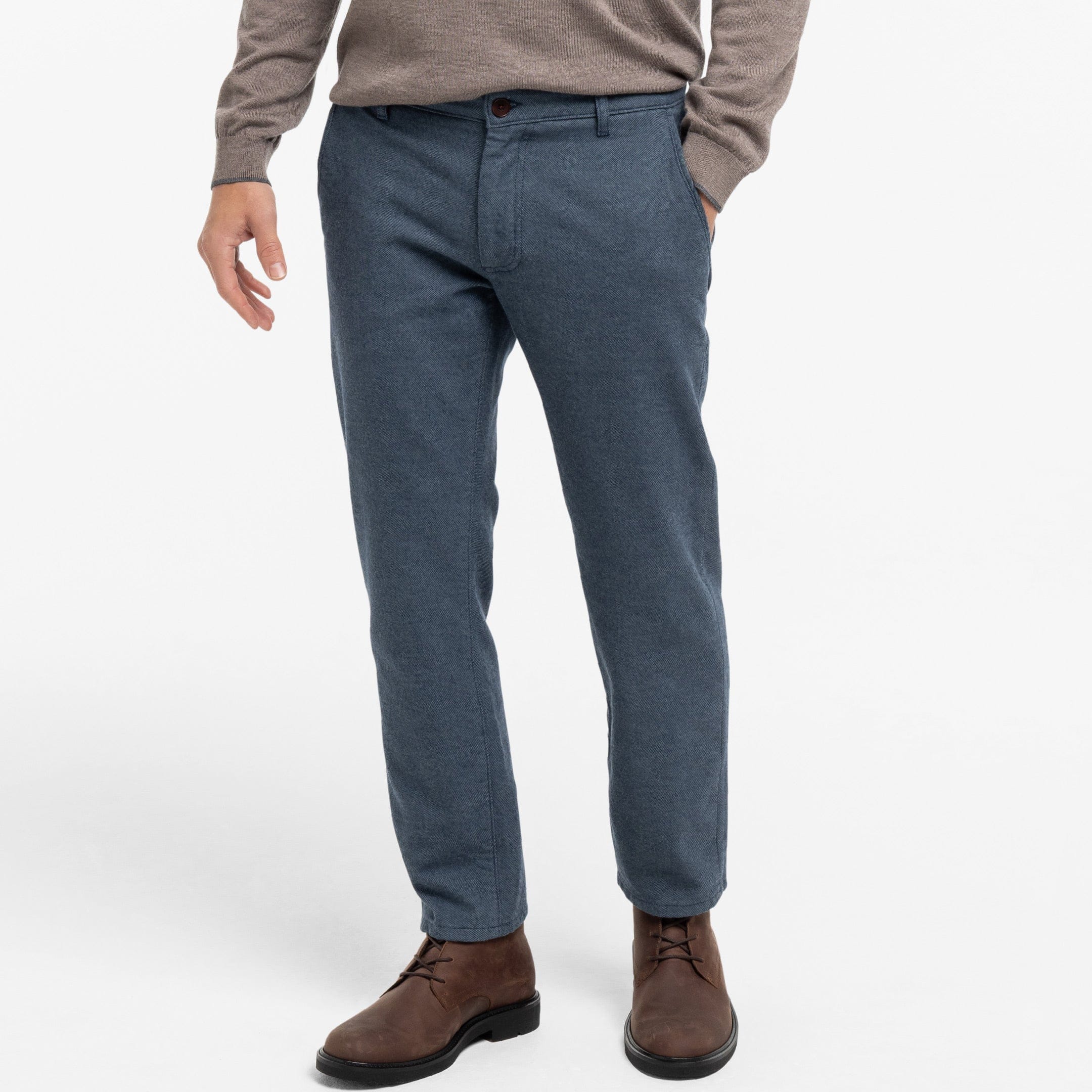 Navy Brushed Twill Chinos