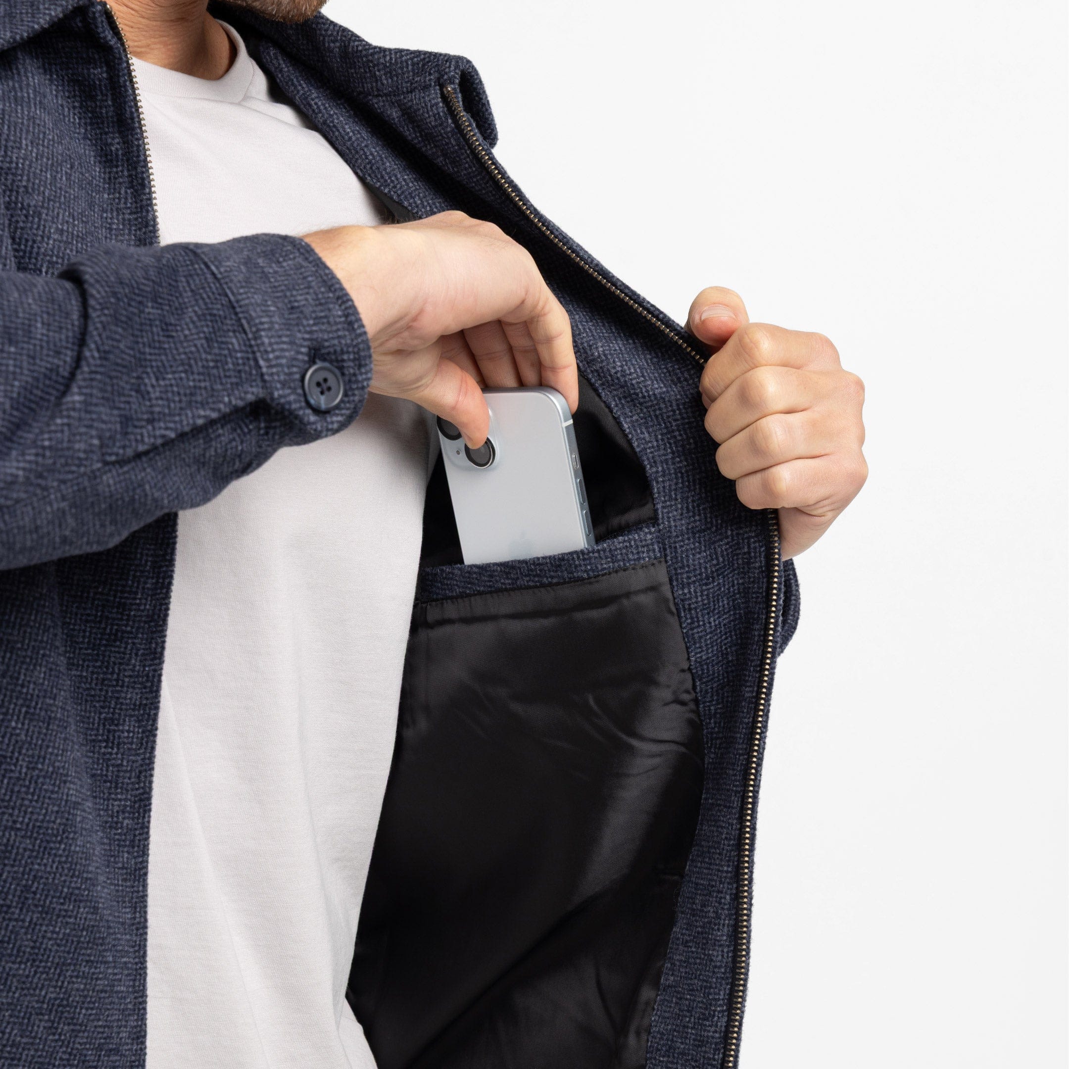 Blue Herringbone City Jacket