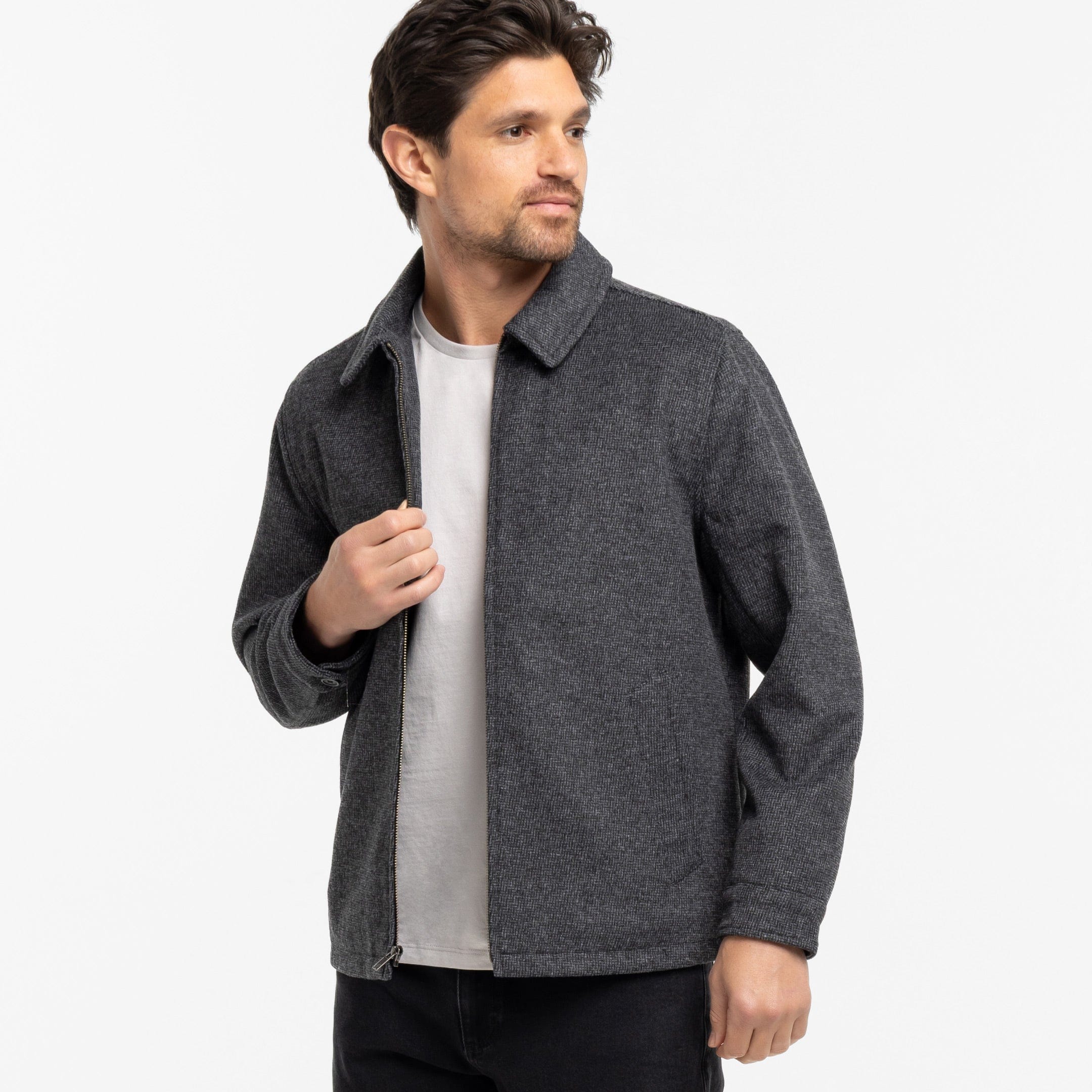 Charcoal Herringbone City Jacket