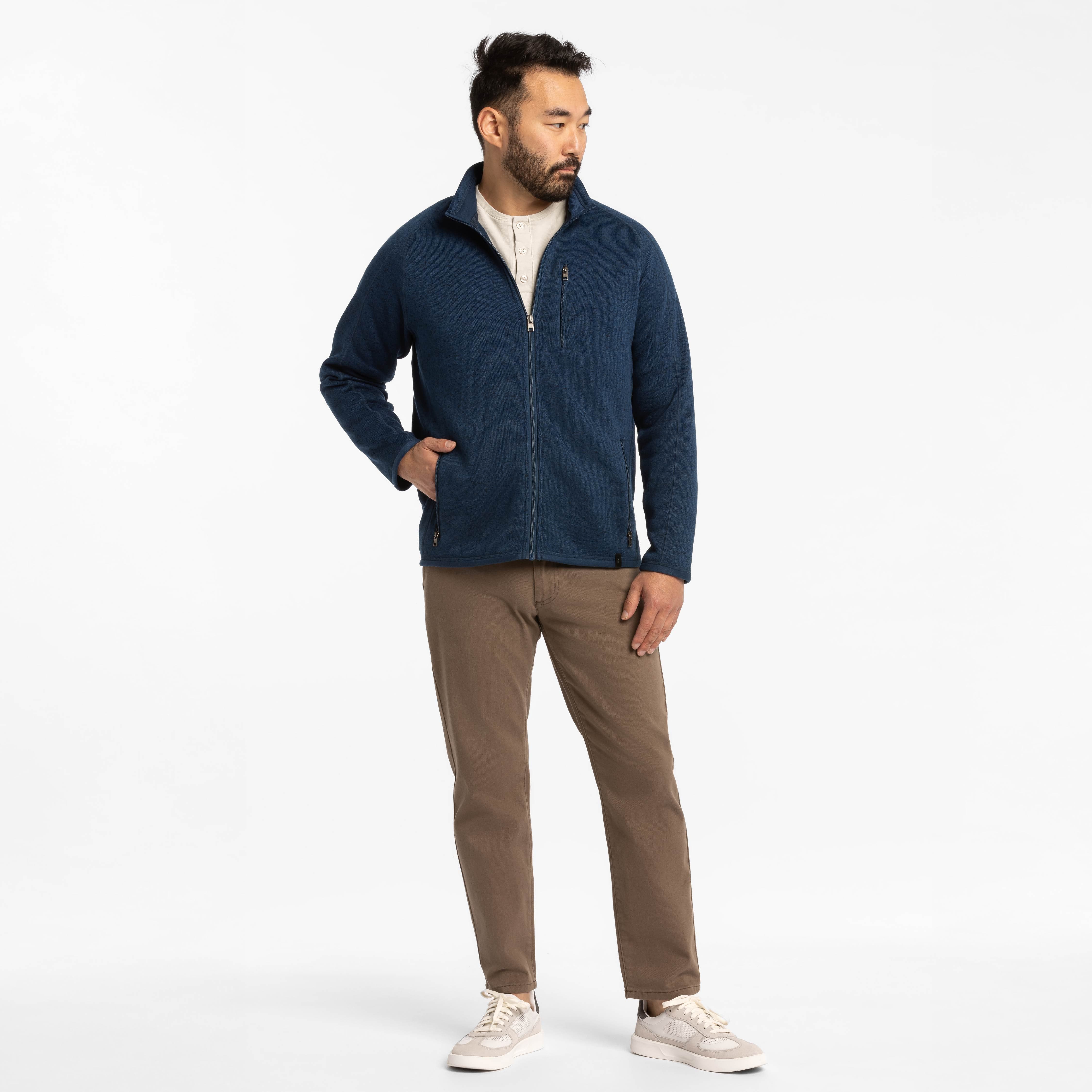 Heather Navy Full-Zip Fleece Jacket