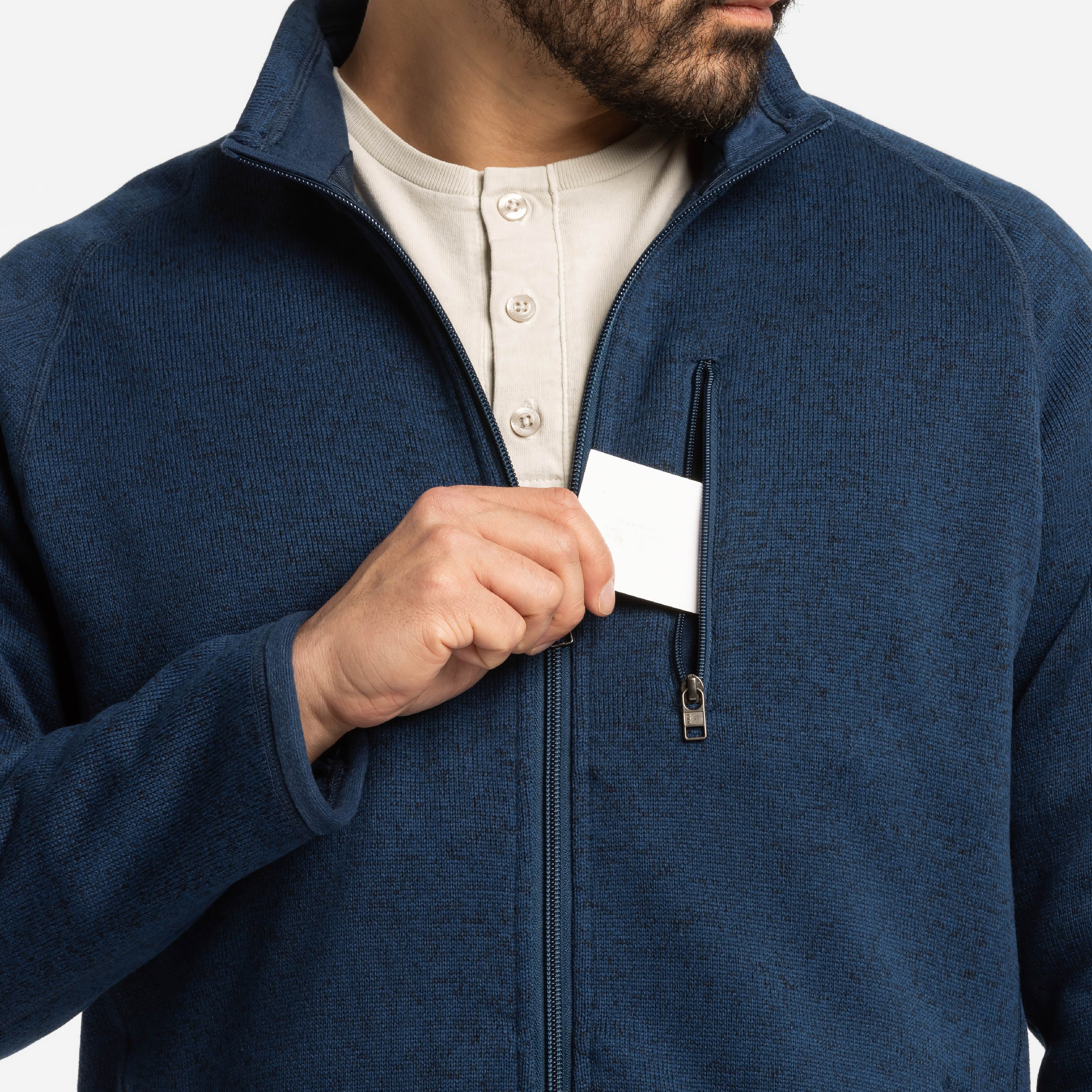 Heather Navy Full-Zip Fleece Jacket