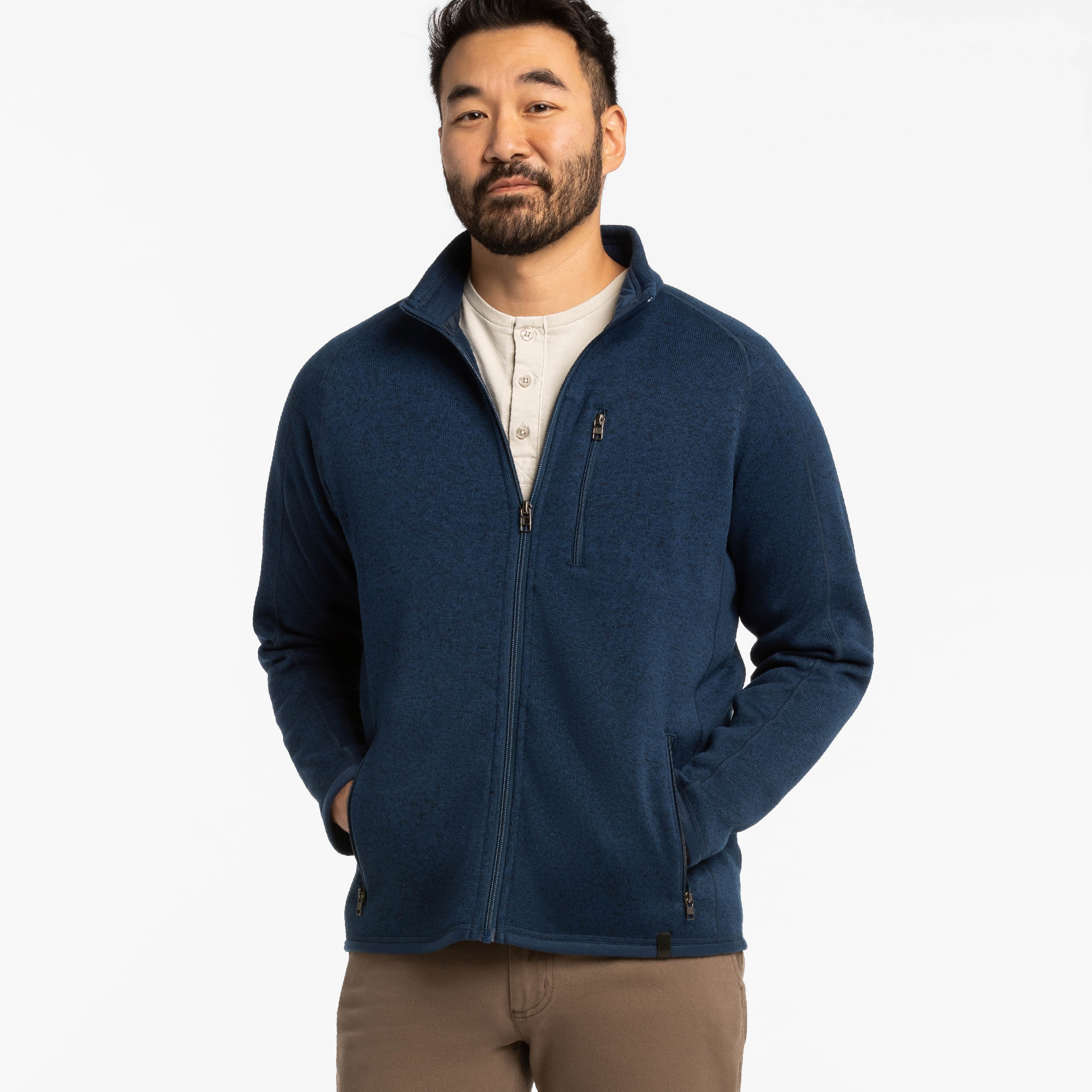 Heather Navy Full-Zip Fleece Jacket
