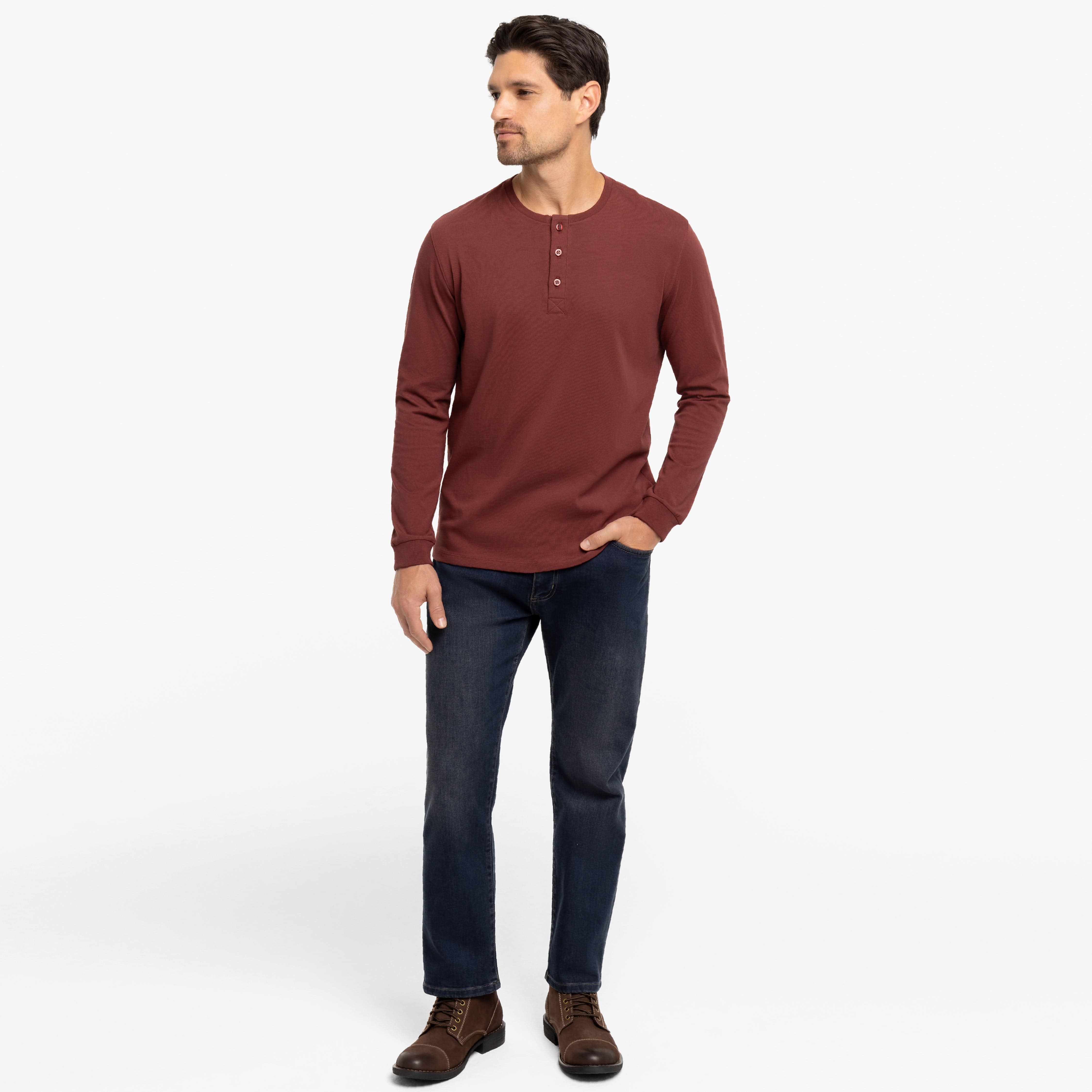 Burgundy Long Sleeve Pima Cotton Henley