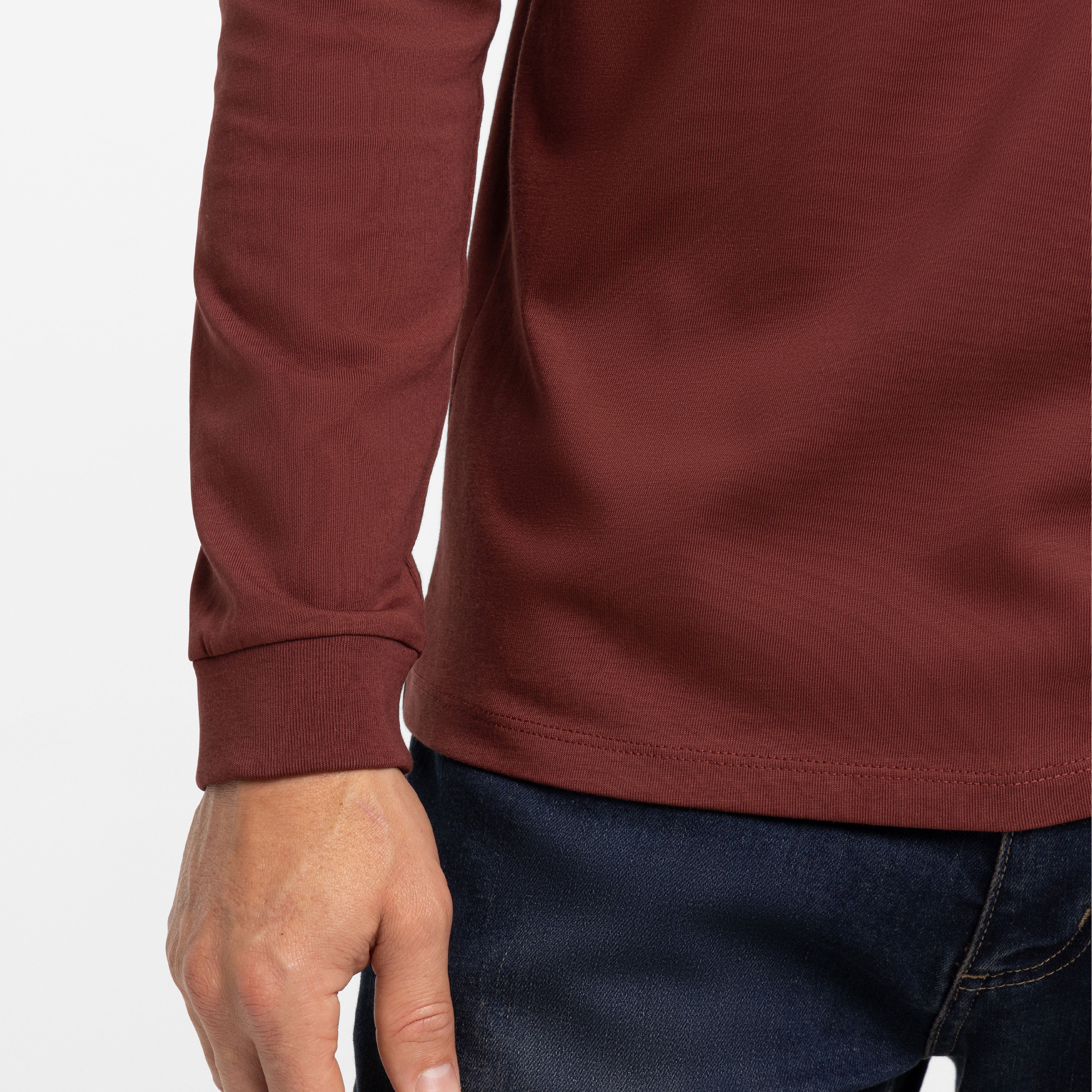 Burgundy Long Sleeve Pima Cotton Henley