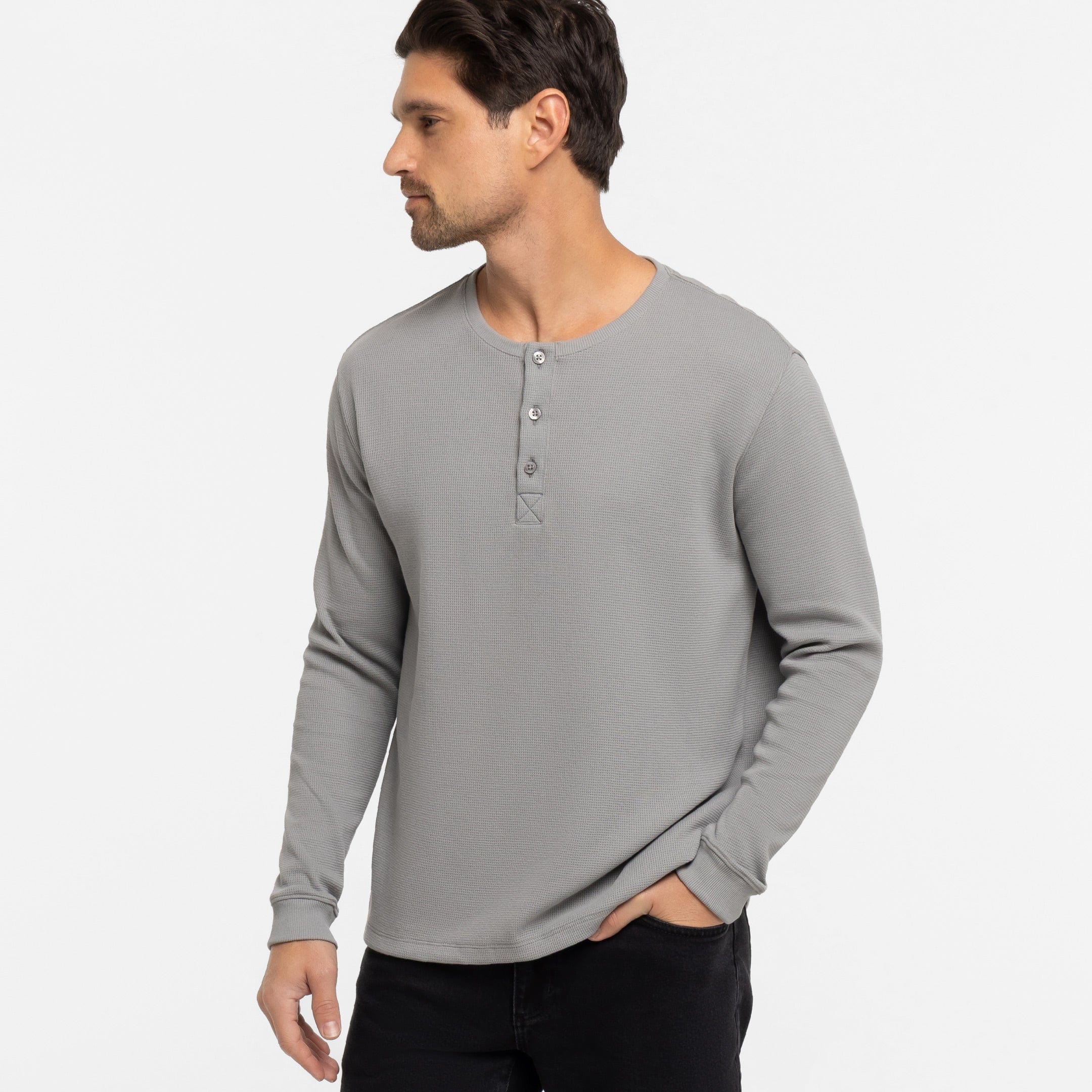 Grey Waffle Henley