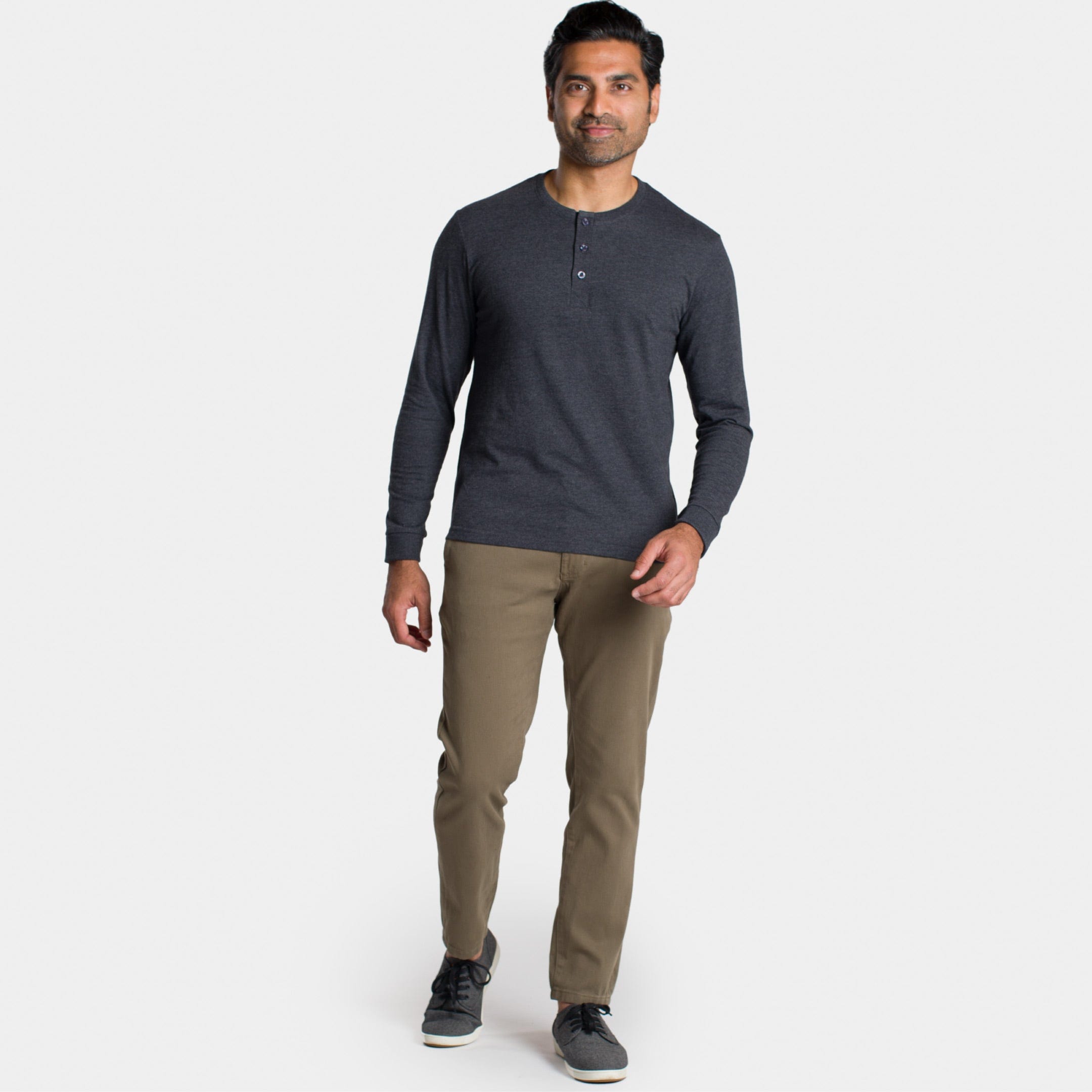 Heather Charcoal Henley