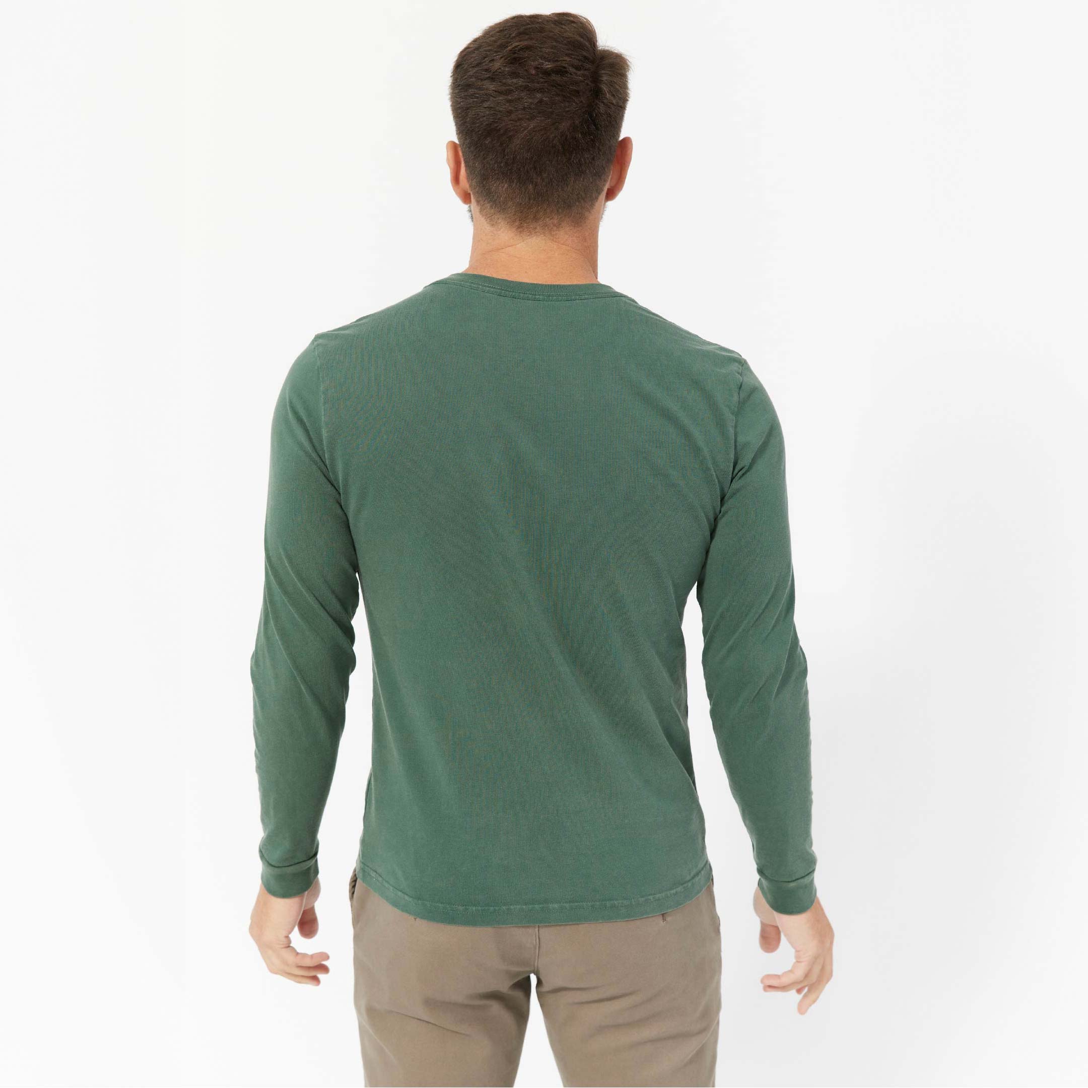 Hunter Green Long Sleeve Pima Cotton Henley