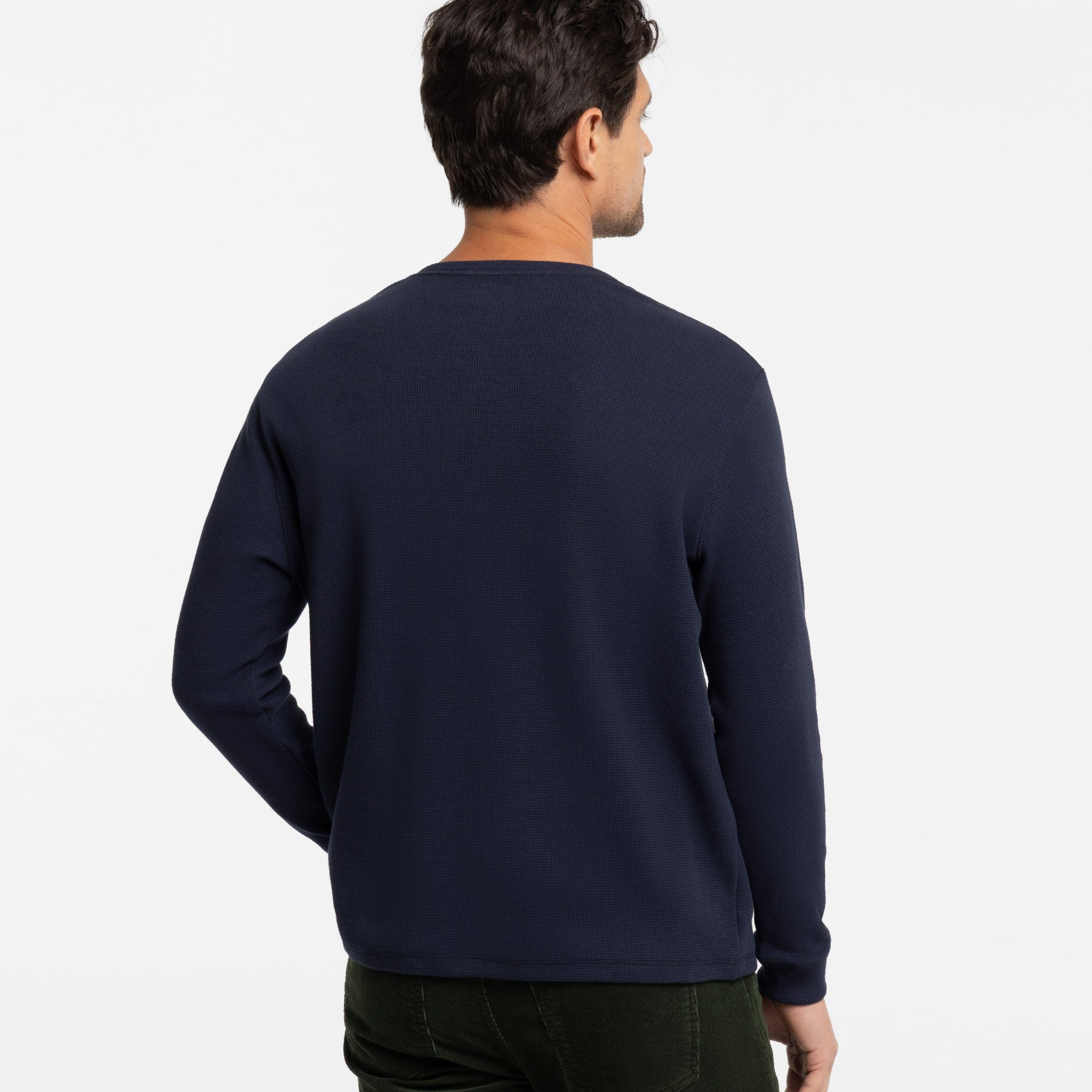 Navy Waffle Henley