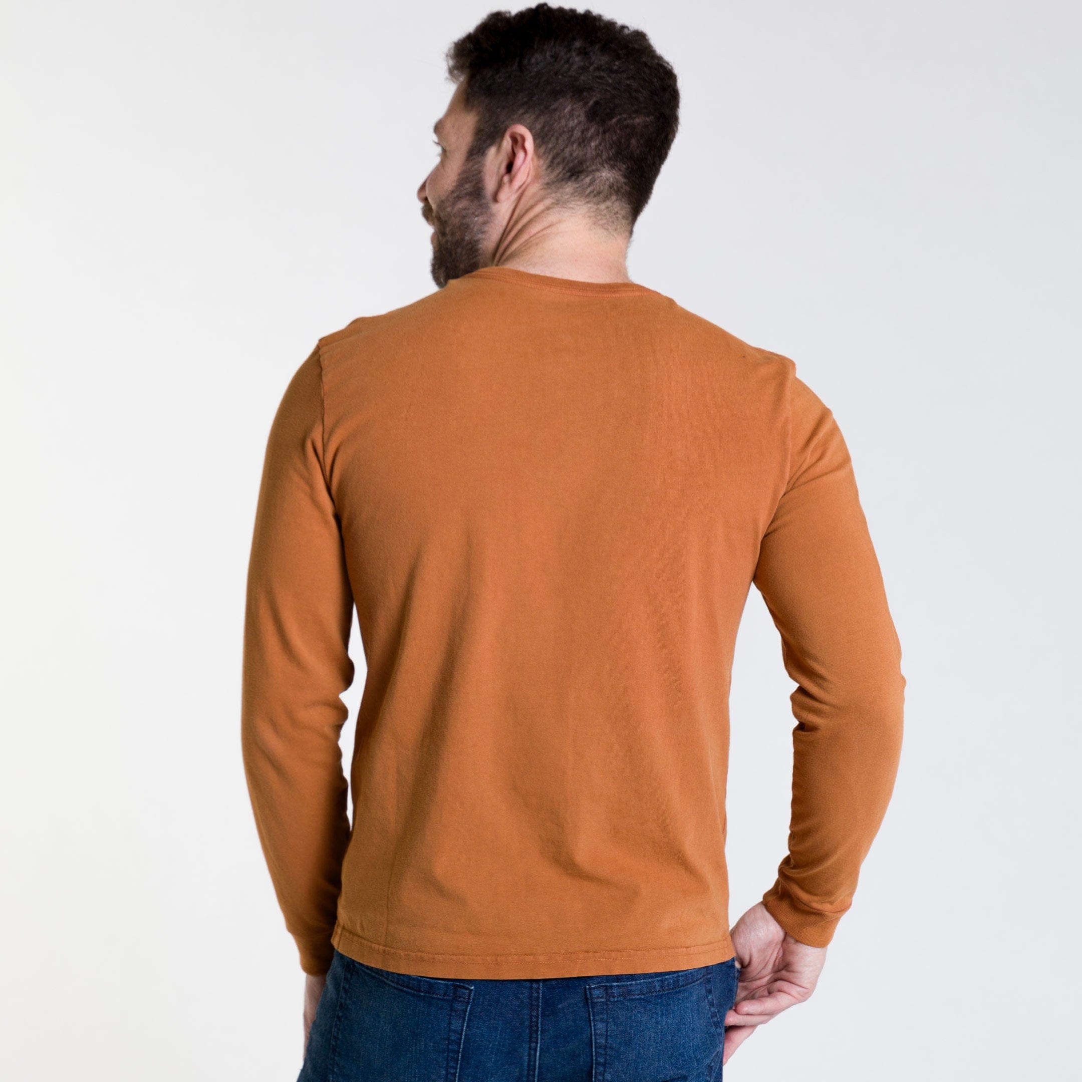 Rust Long Sleeve Pima Cotton Henley