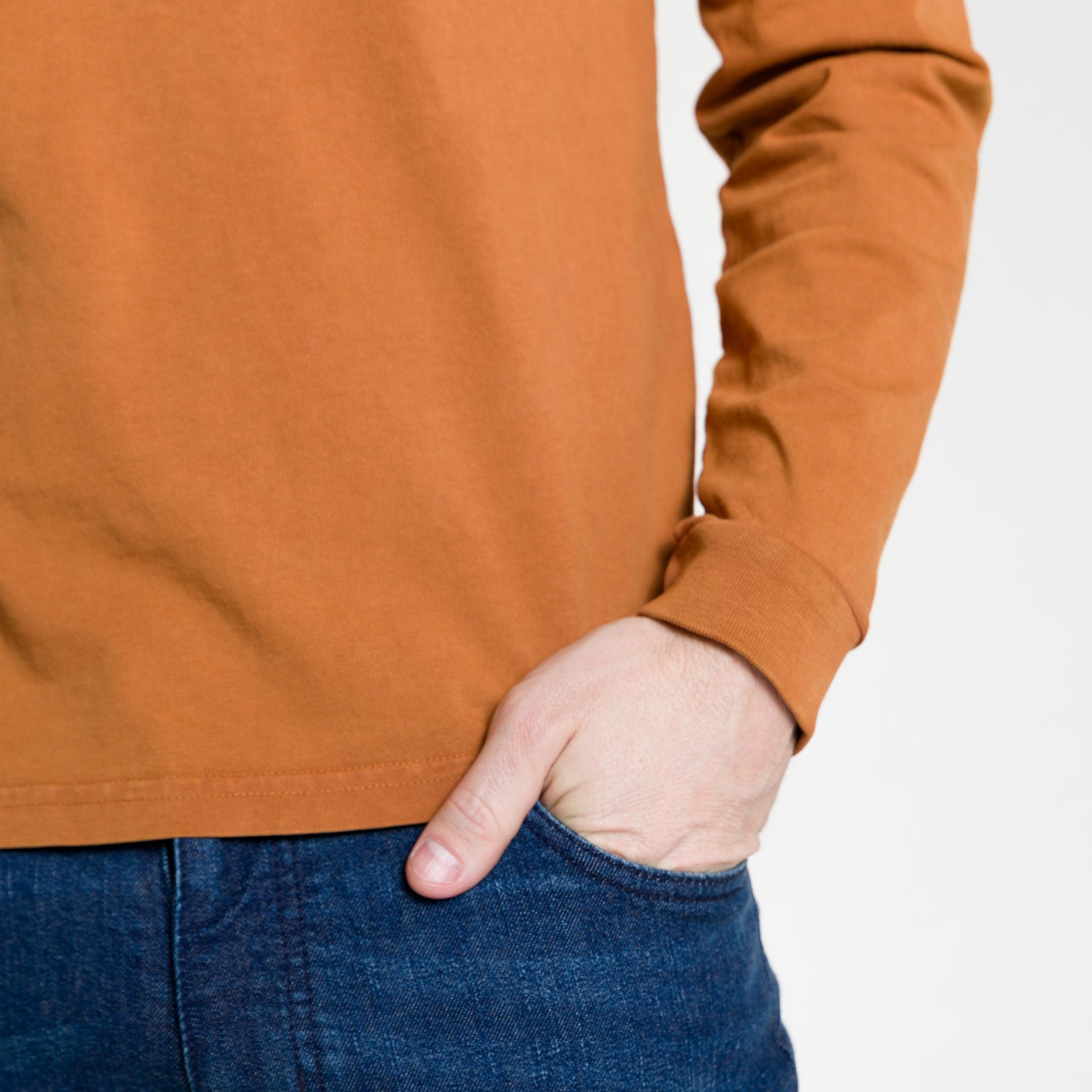 Rust Long Sleeve Pima Cotton Henley