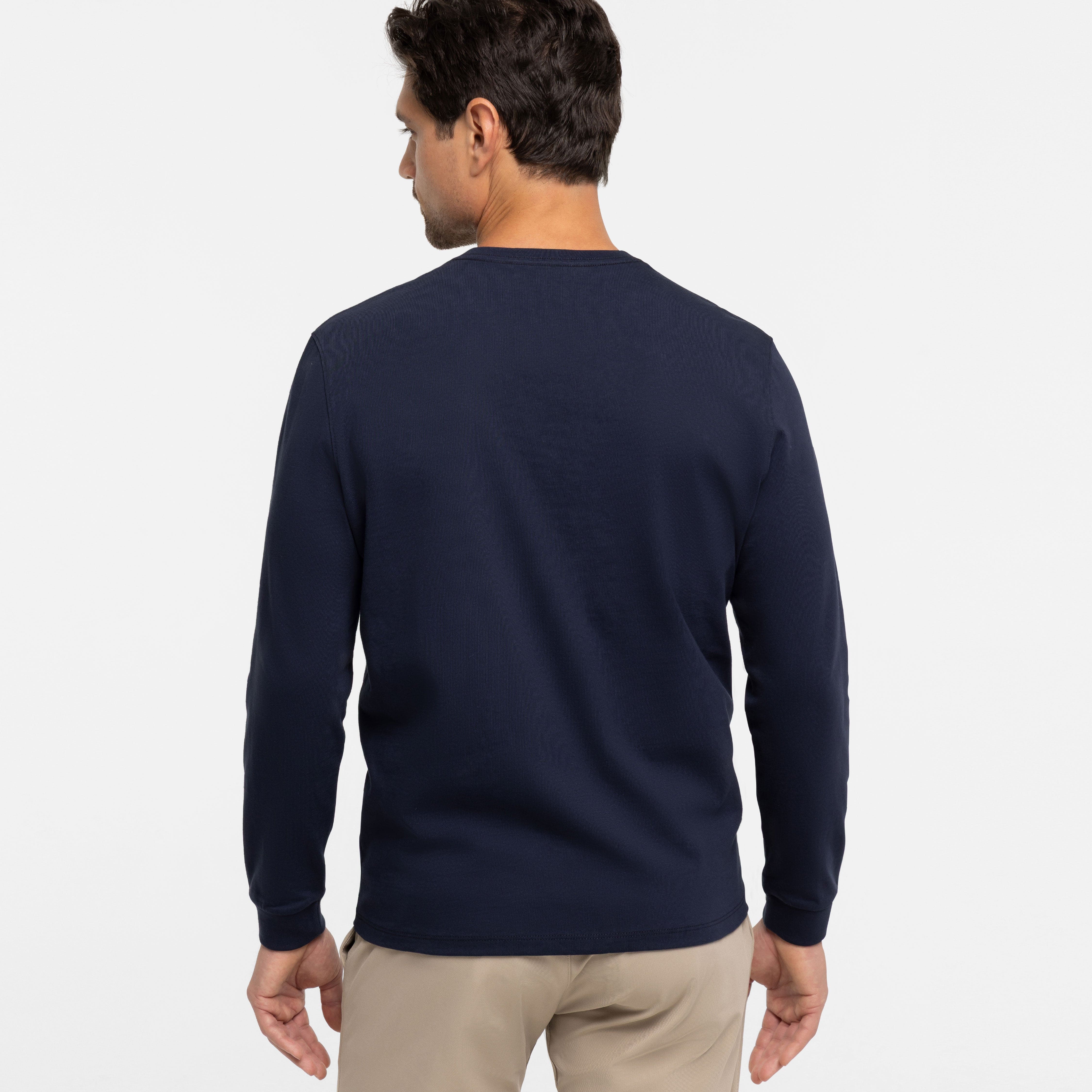 True Navy Long Sleeve Pima Cotton Henley