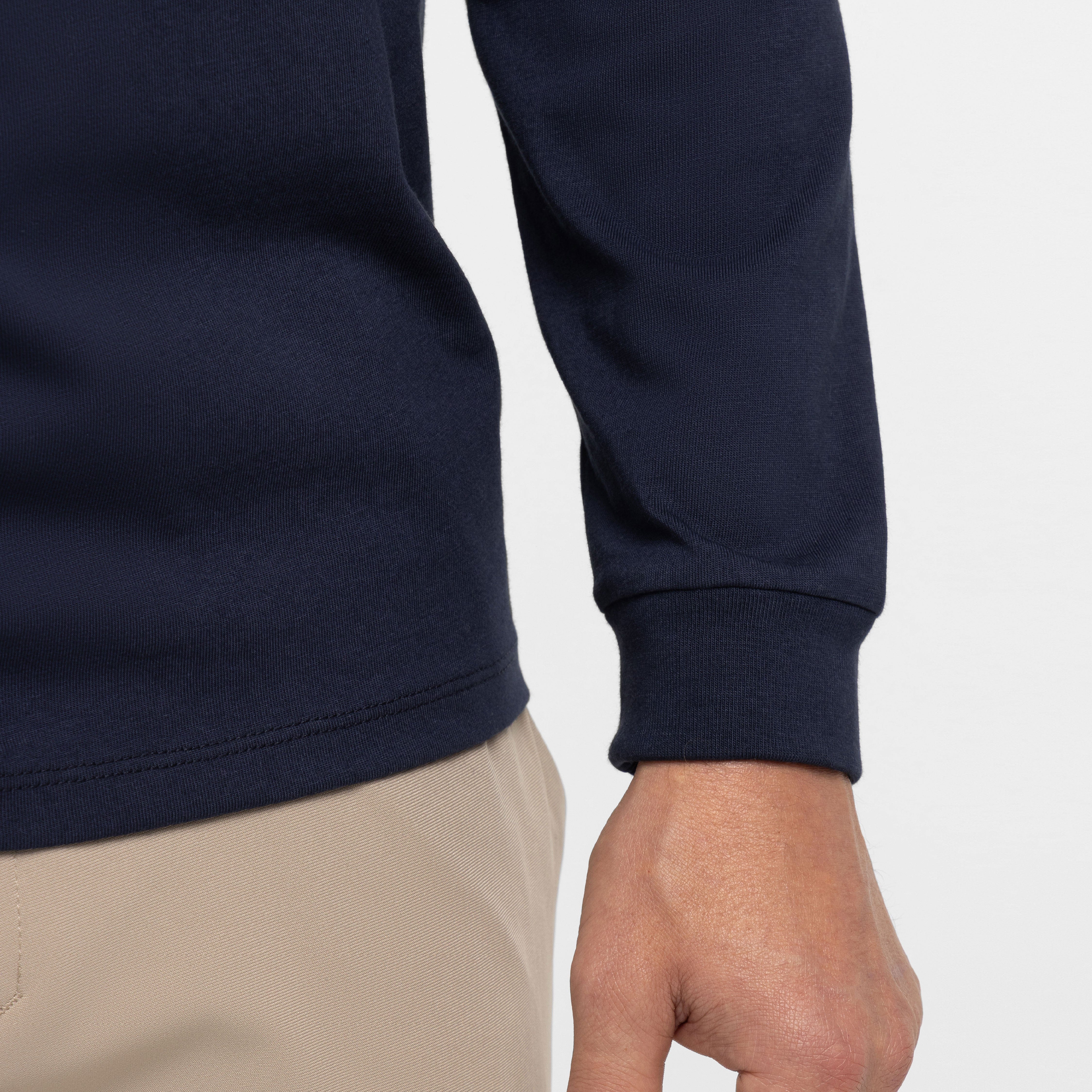 True Navy Long Sleeve Pima Cotton Henley