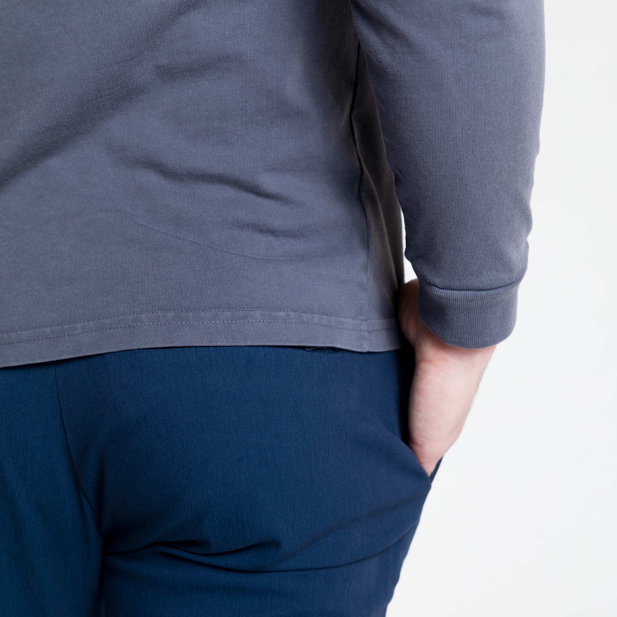 Washed Charcoal Long Sleeve Pima Cotton Henley