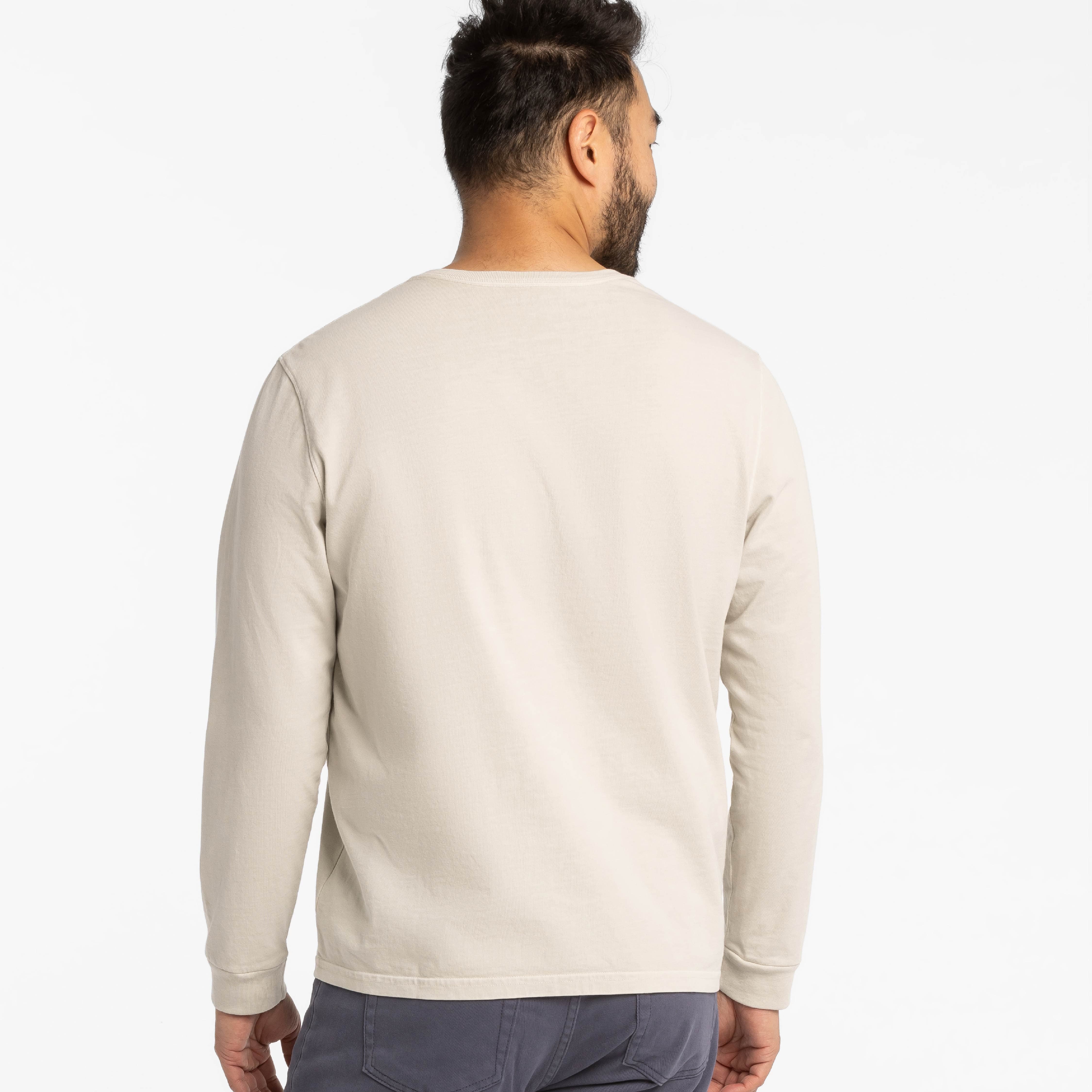 Washed Oat Long Sleeve Pima Cotton Henley