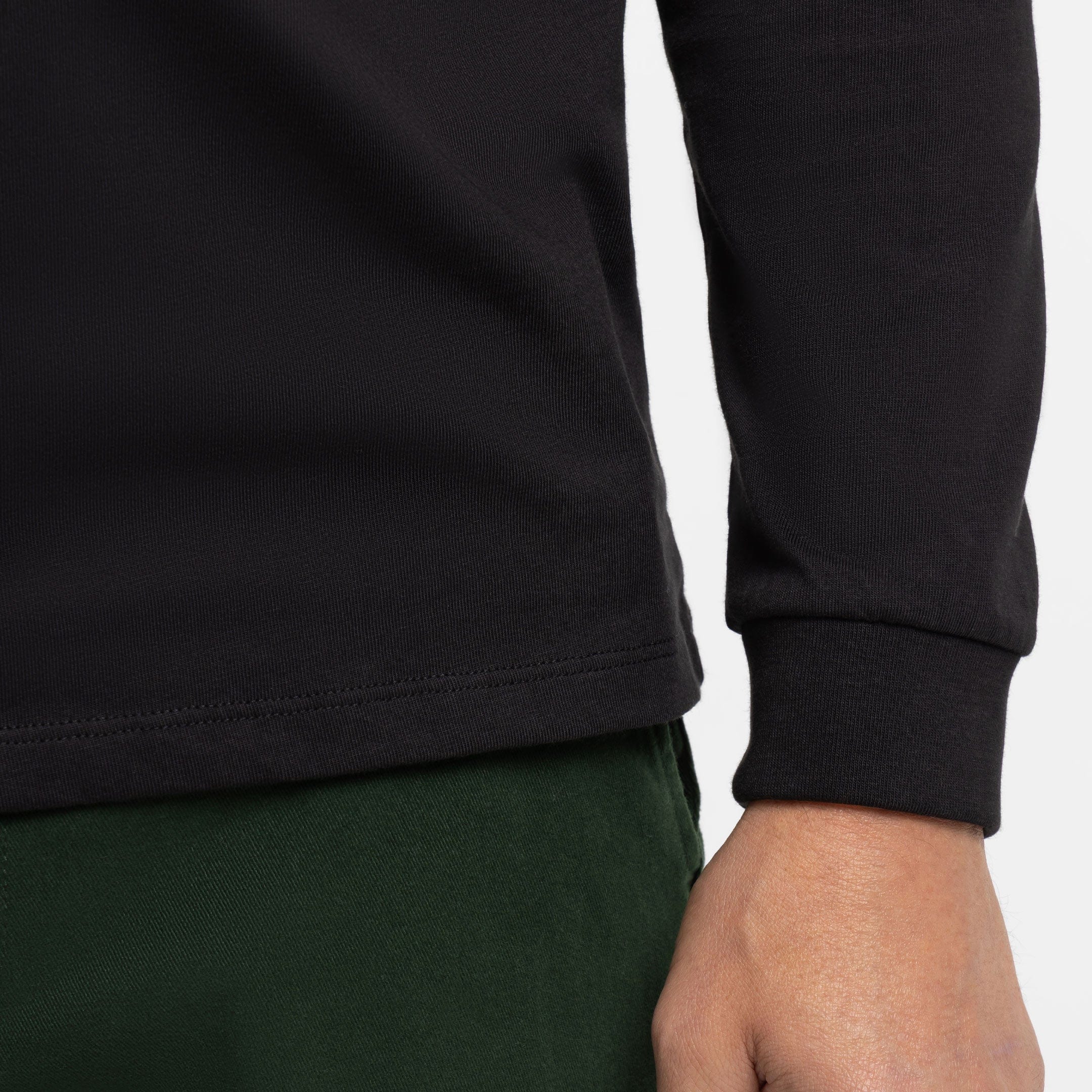 Black Long Sleeve Pima Cotton Crew Neck Tee