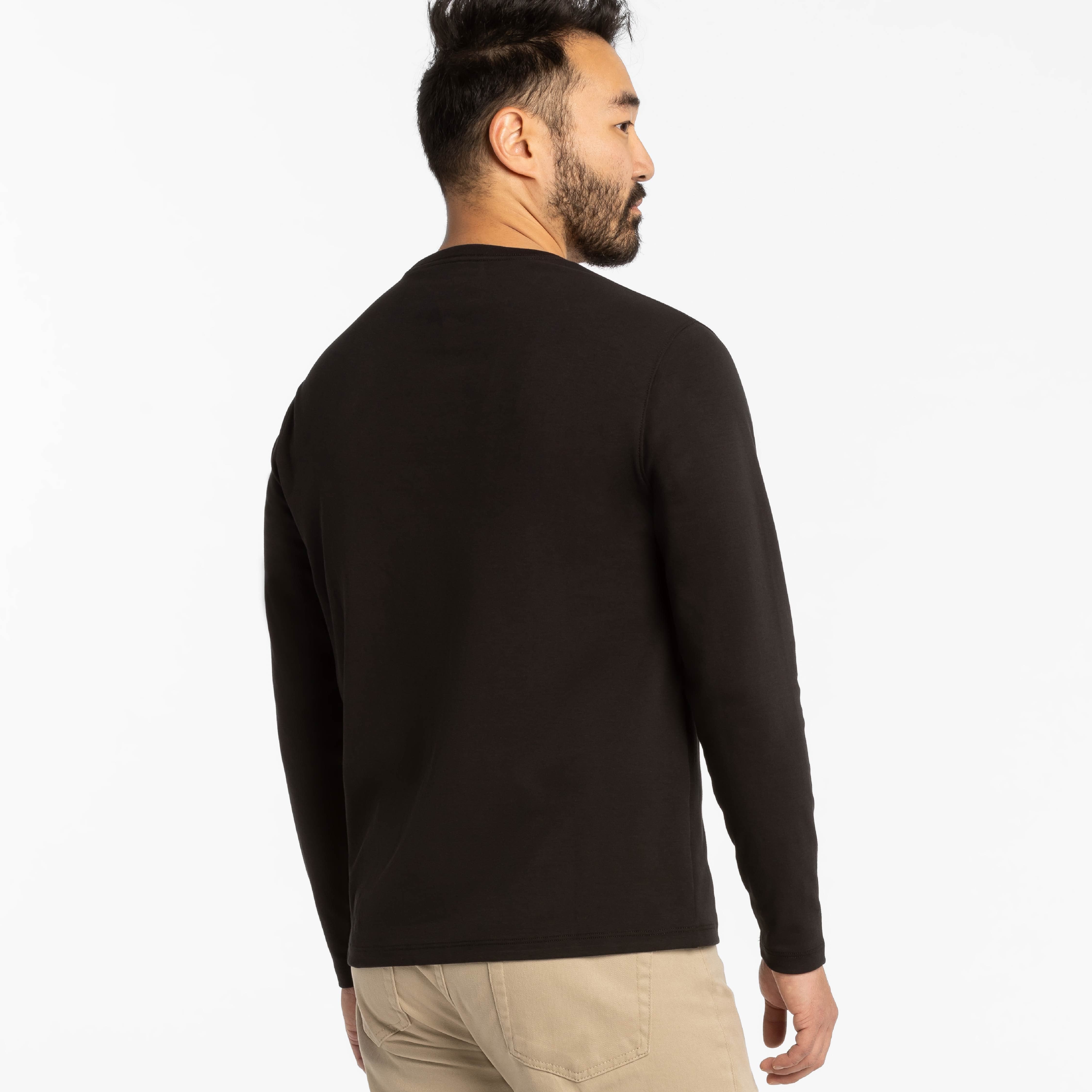 Black Luxury Soft Touch Long Sleeve Crew Neck Tee