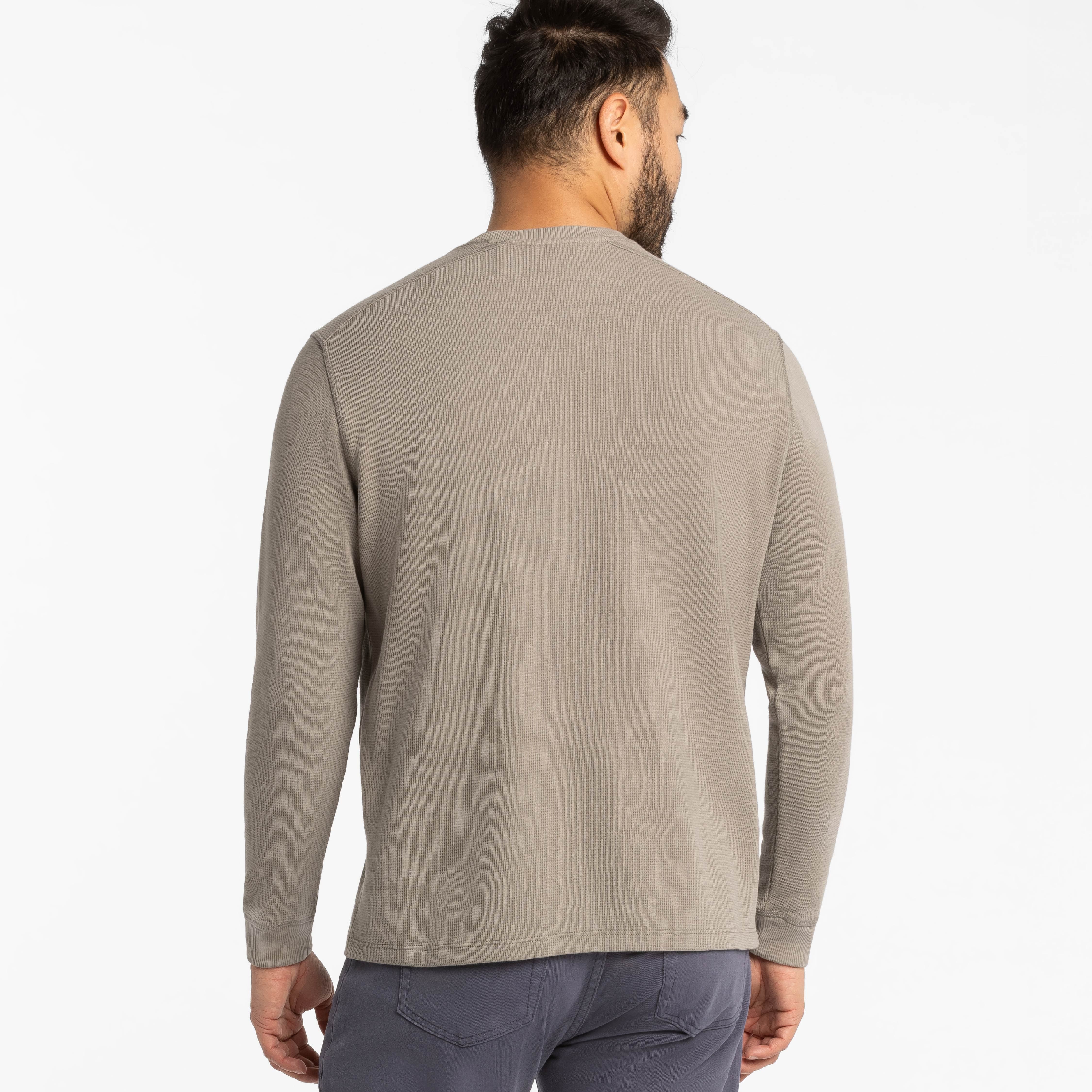 Grey Waffle Long Sleeve Crew Neck Tee