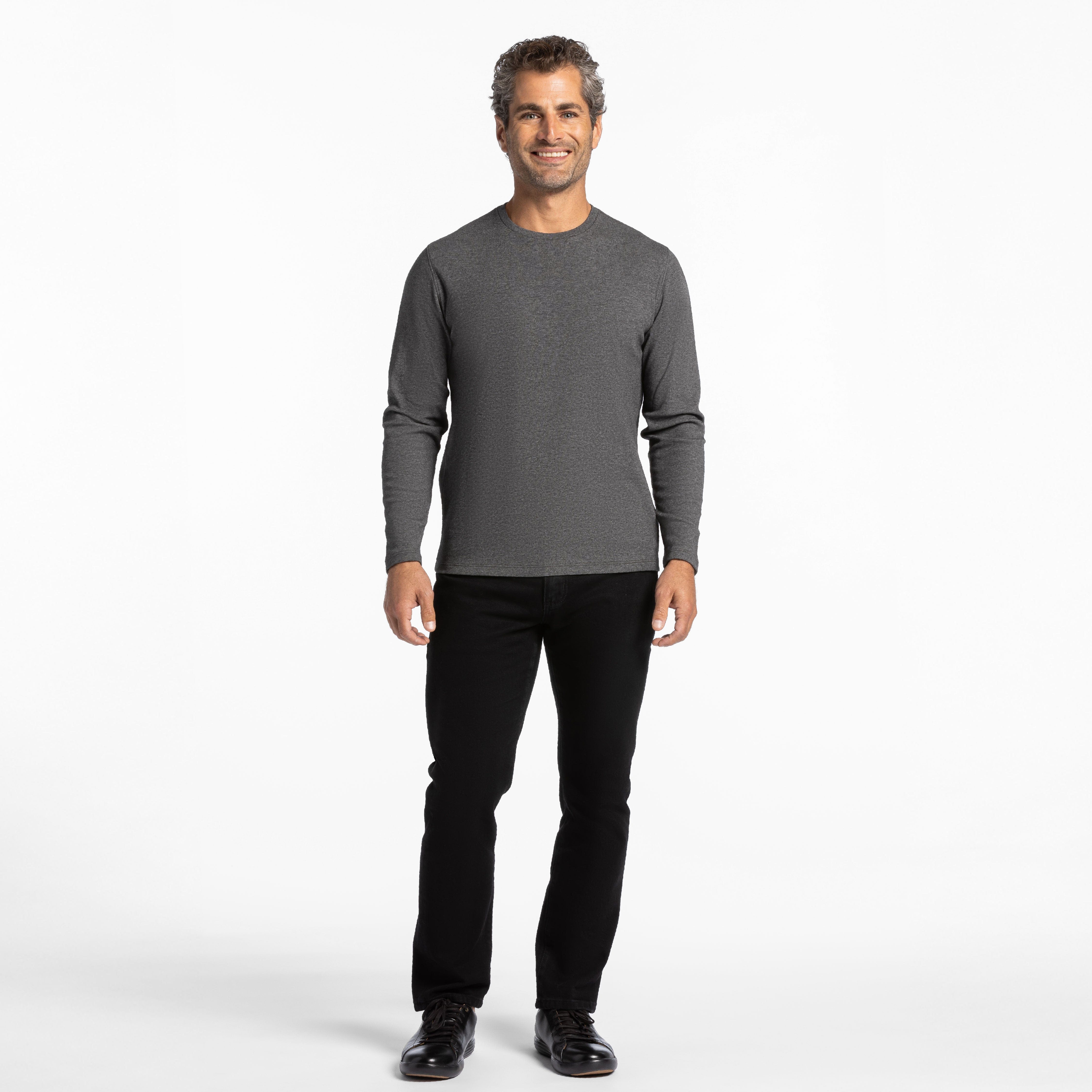Heather Charcoal Luxury Soft Touch Long Sleeve Crew Neck Tee