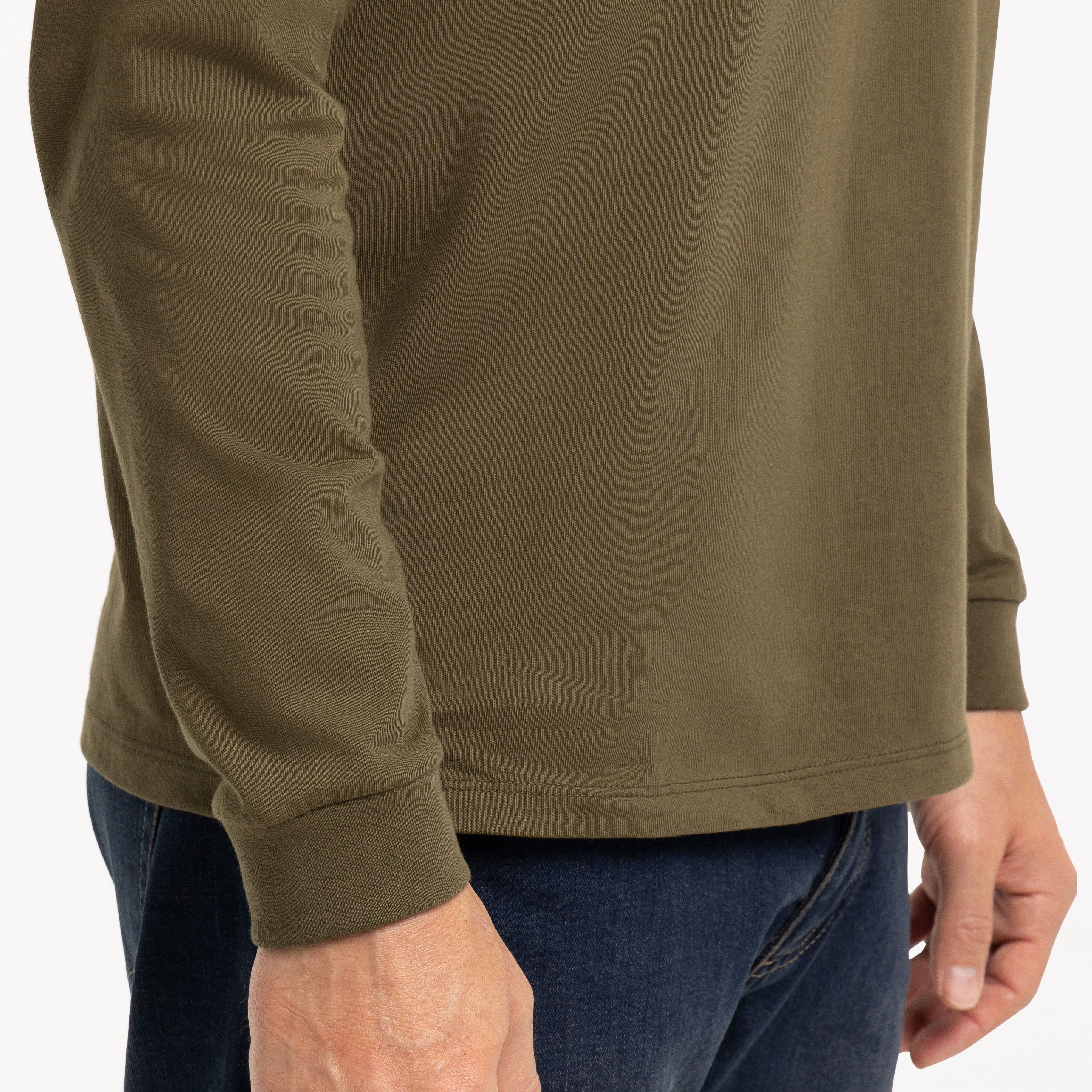 Olive Long Sleeve Pima Cotton Crew Neck Tee