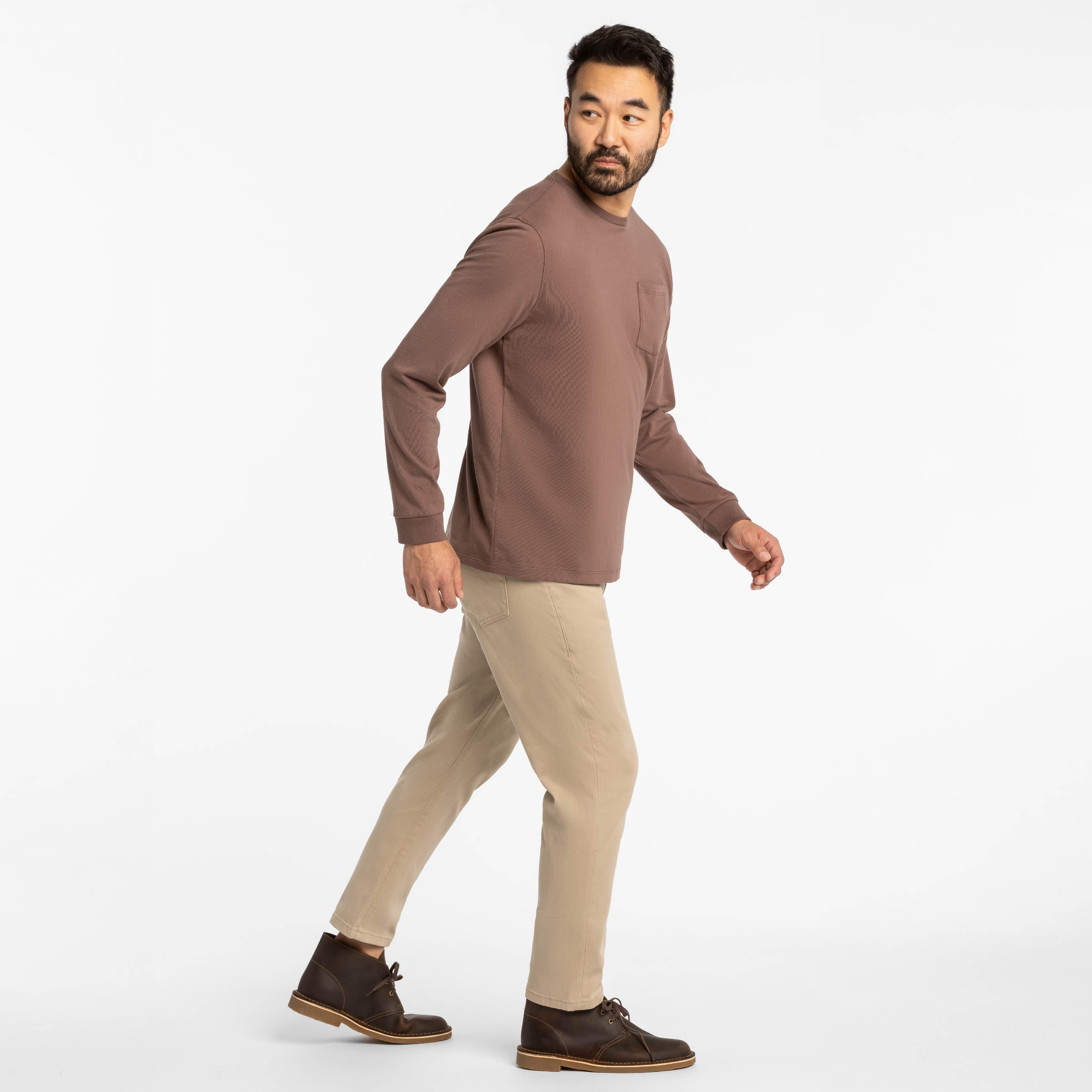 Peppercorn Long Sleeve Pima Cotton Crew Neck Tee