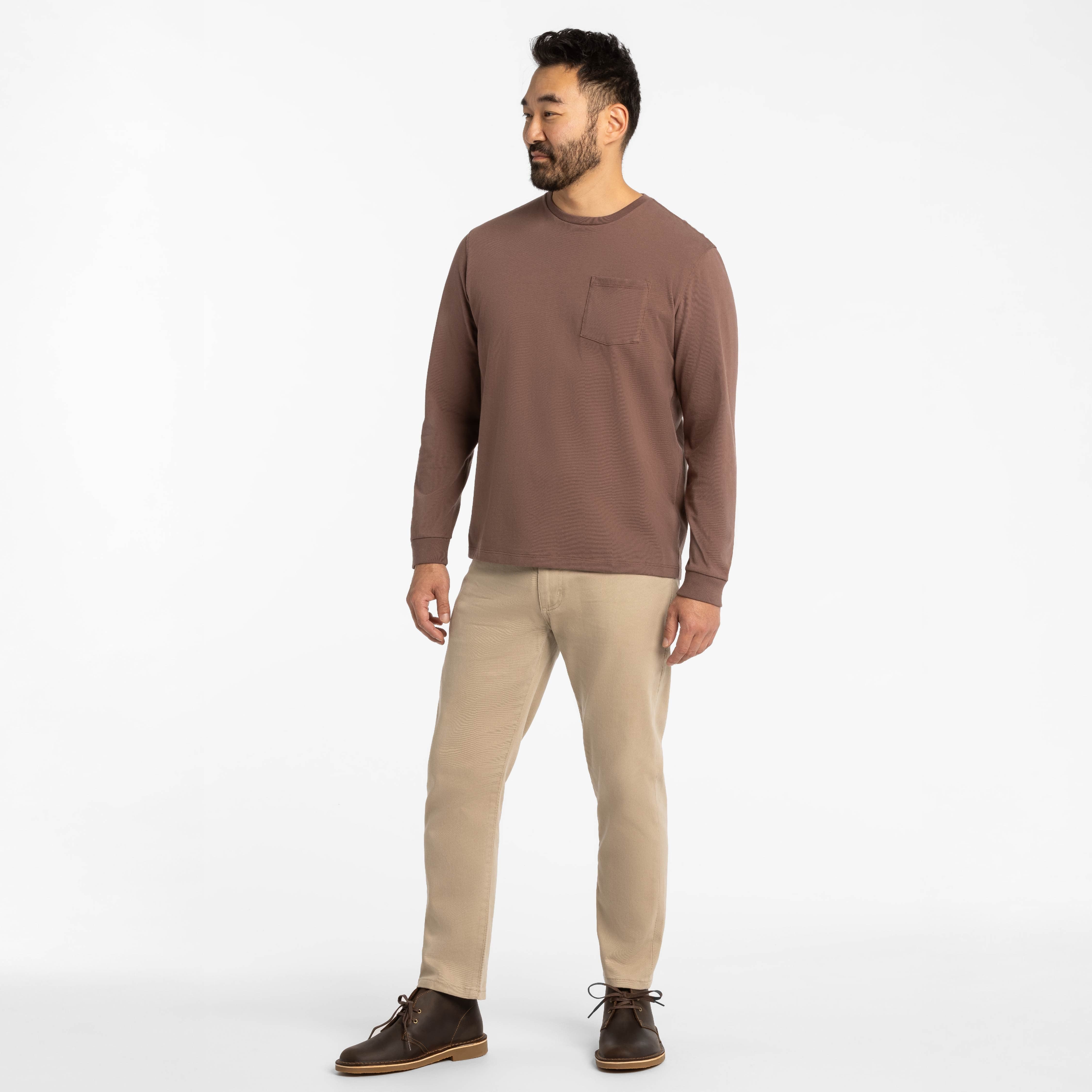 Peppercorn Long Sleeve Pima Cotton Crew Neck Tee