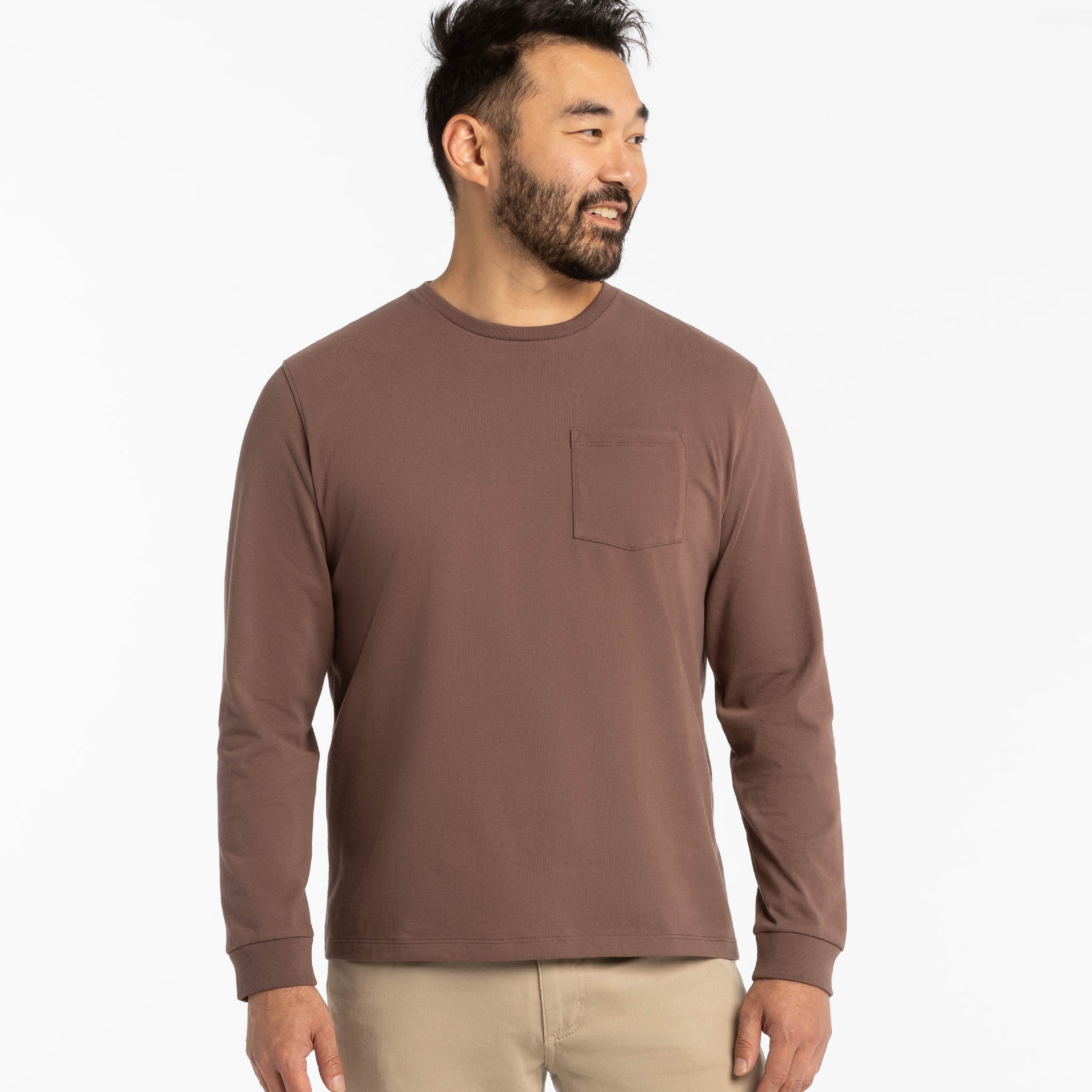 Peppercorn Long Sleeve Pima Cotton Crew Neck Tee