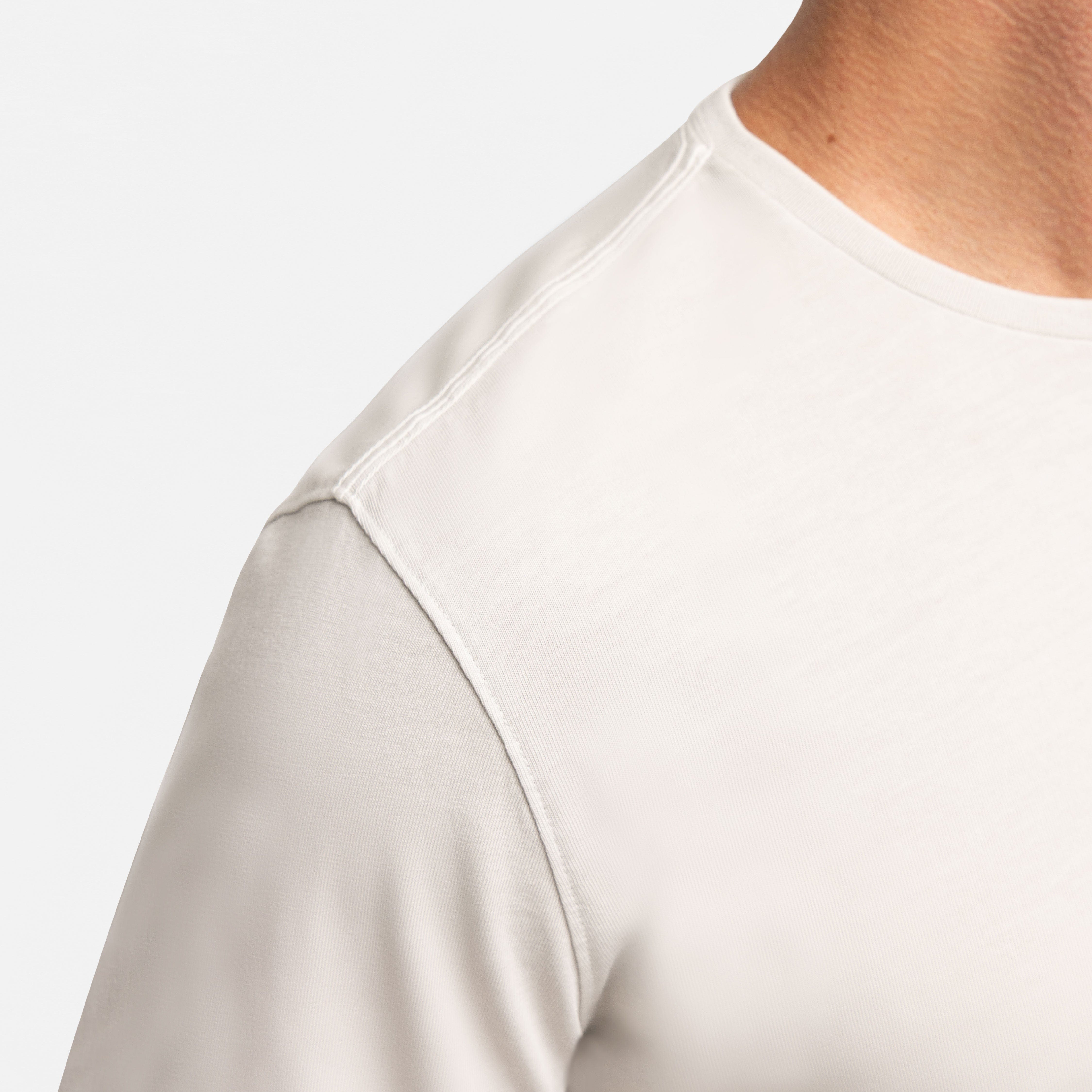 Washed Oat Long Sleeve Pima Cotton Crew Neck Tee