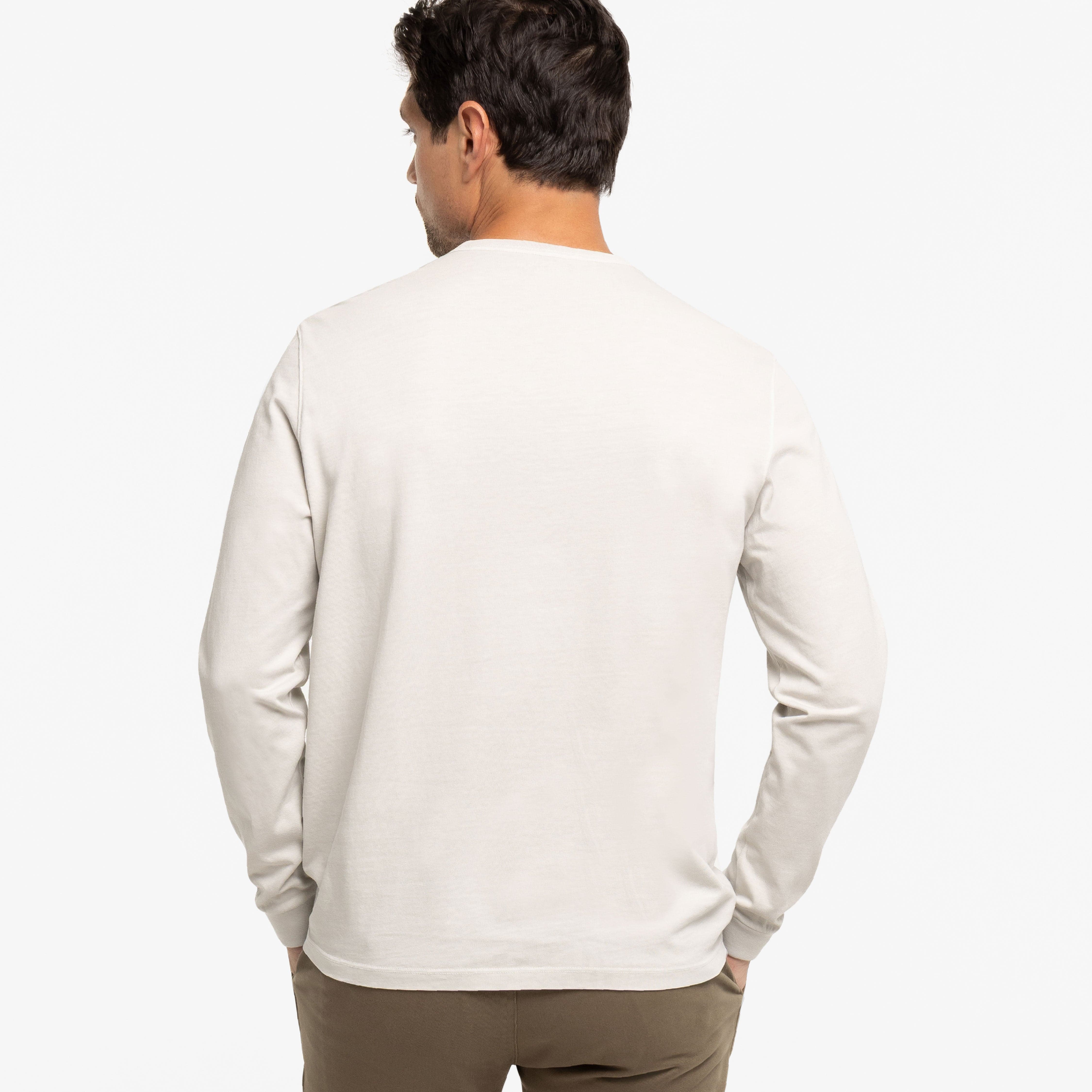 Washed Oat Long Sleeve Pima Cotton Crew Neck Tee