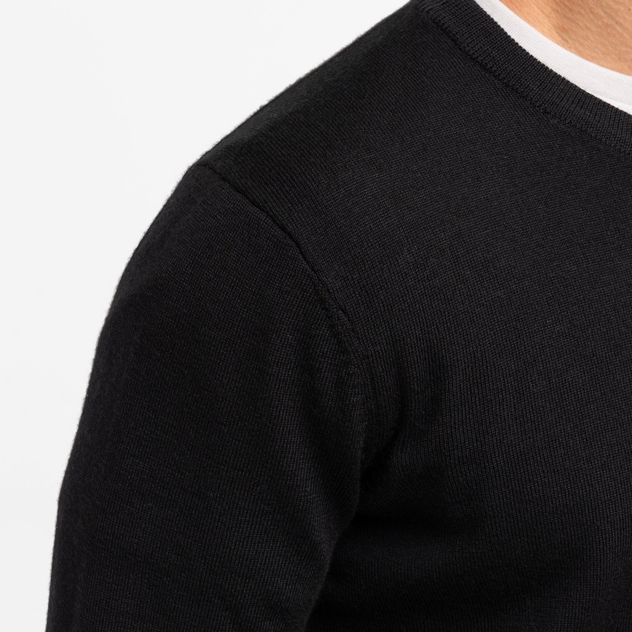 Black Merino V-Neck Sweater