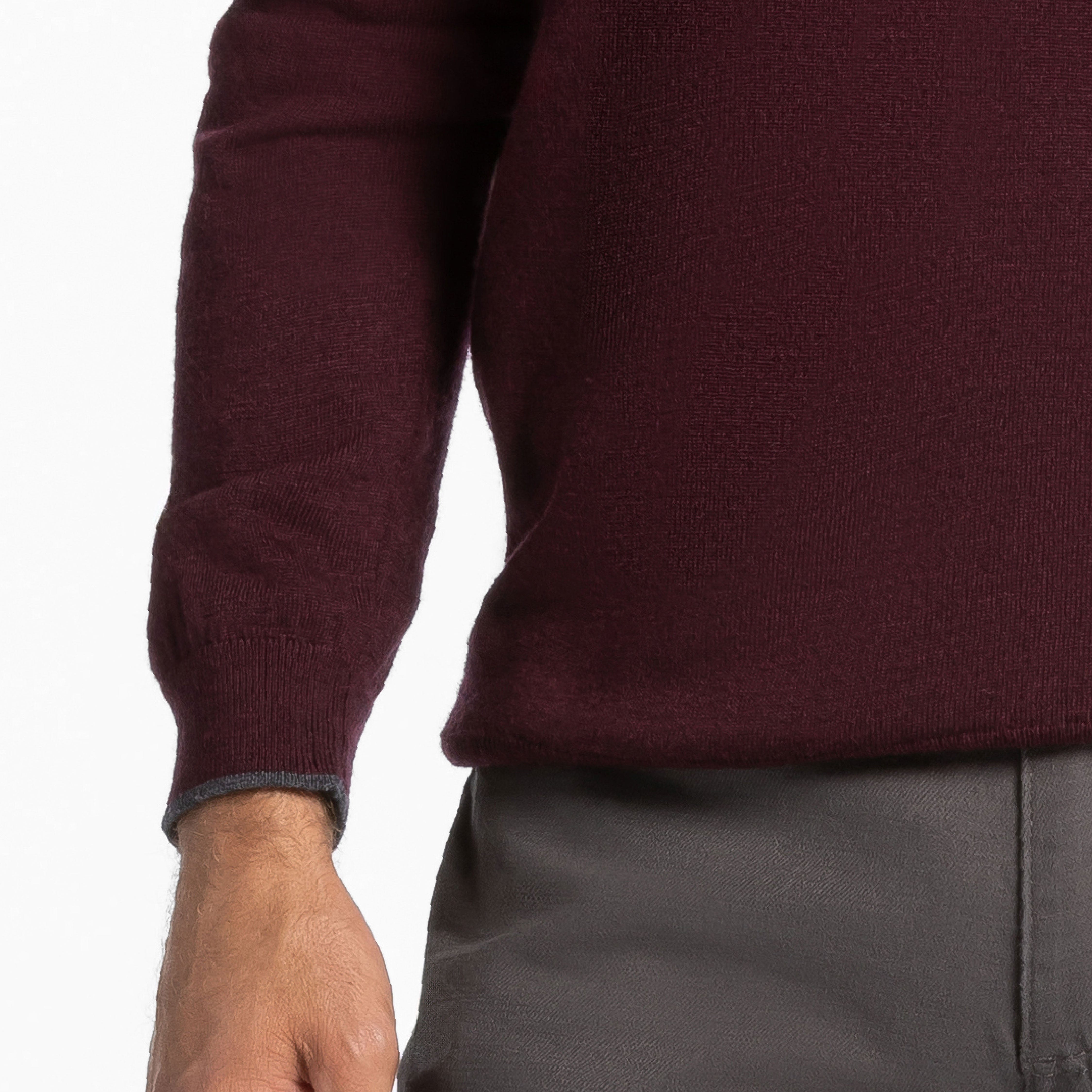 Burgundy Merino Quarter-Zip Sweater