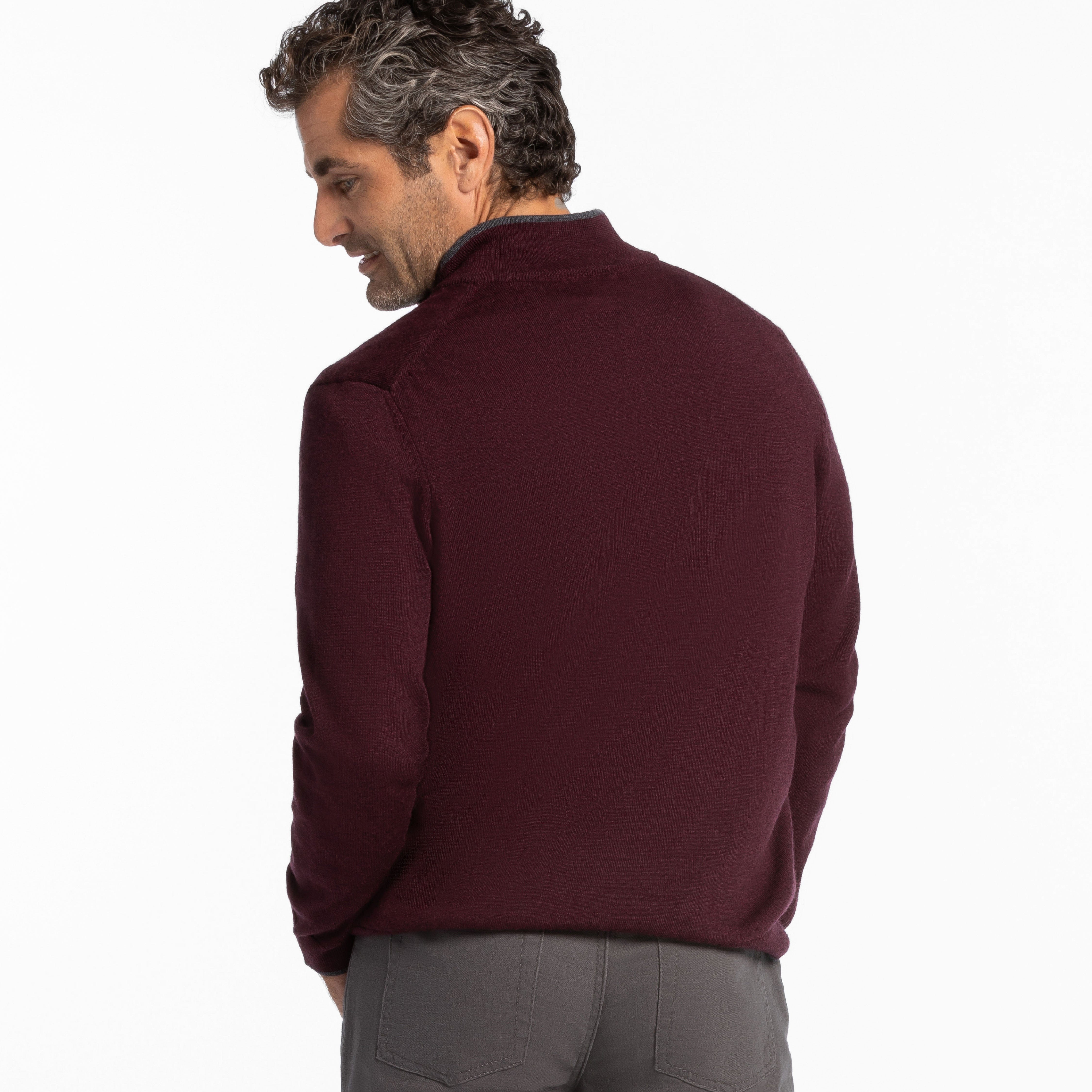 Burgundy Merino Quarter-Zip Sweater