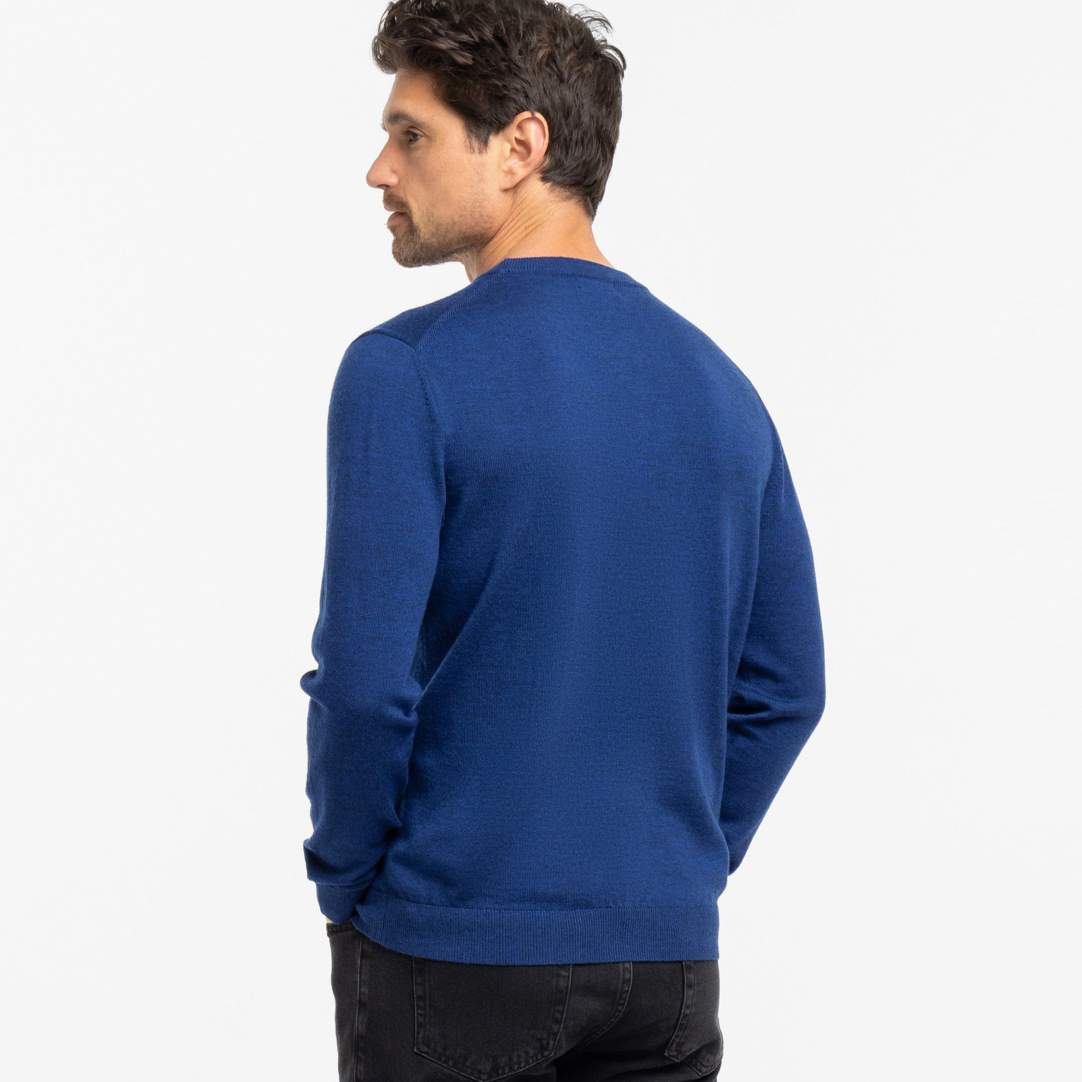 Vintage Blue Merino Crew Neck Sweater