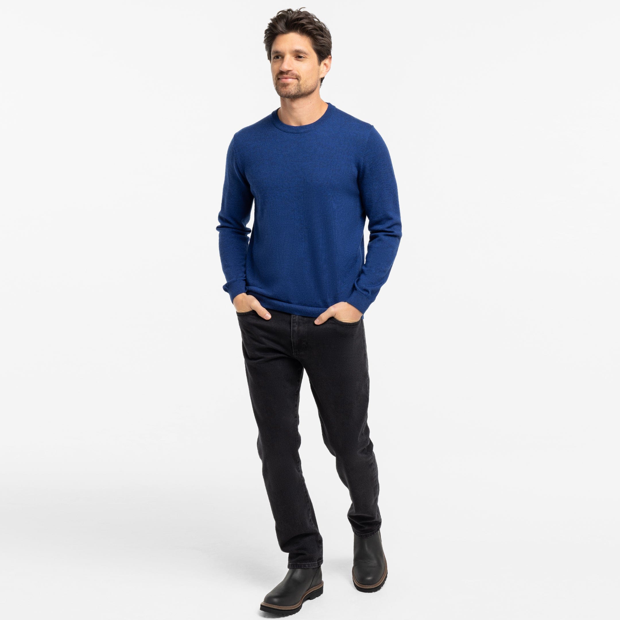 Vintage Blue Merino Crew Neck Sweater