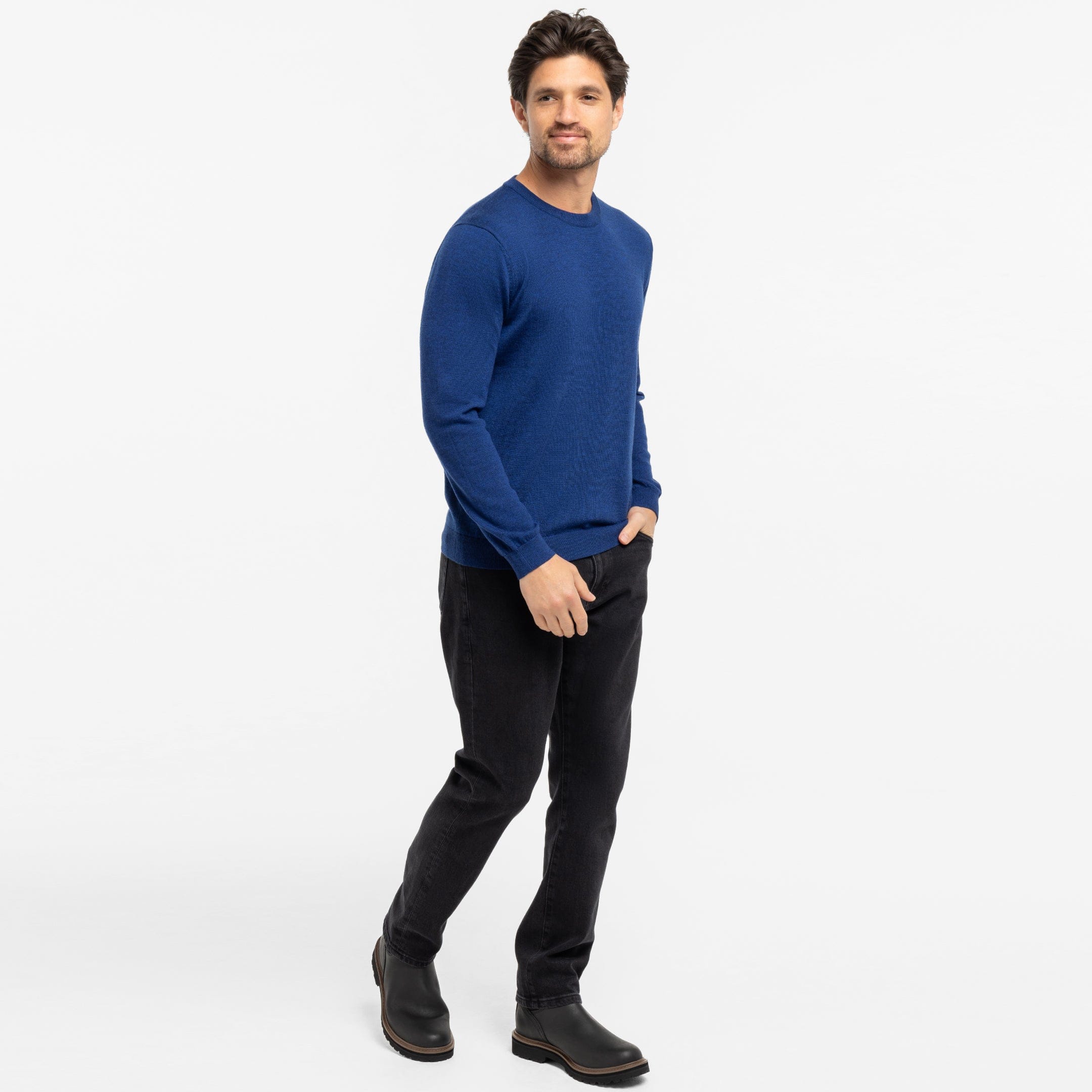 Vintage Blue Merino Crew Neck Sweater