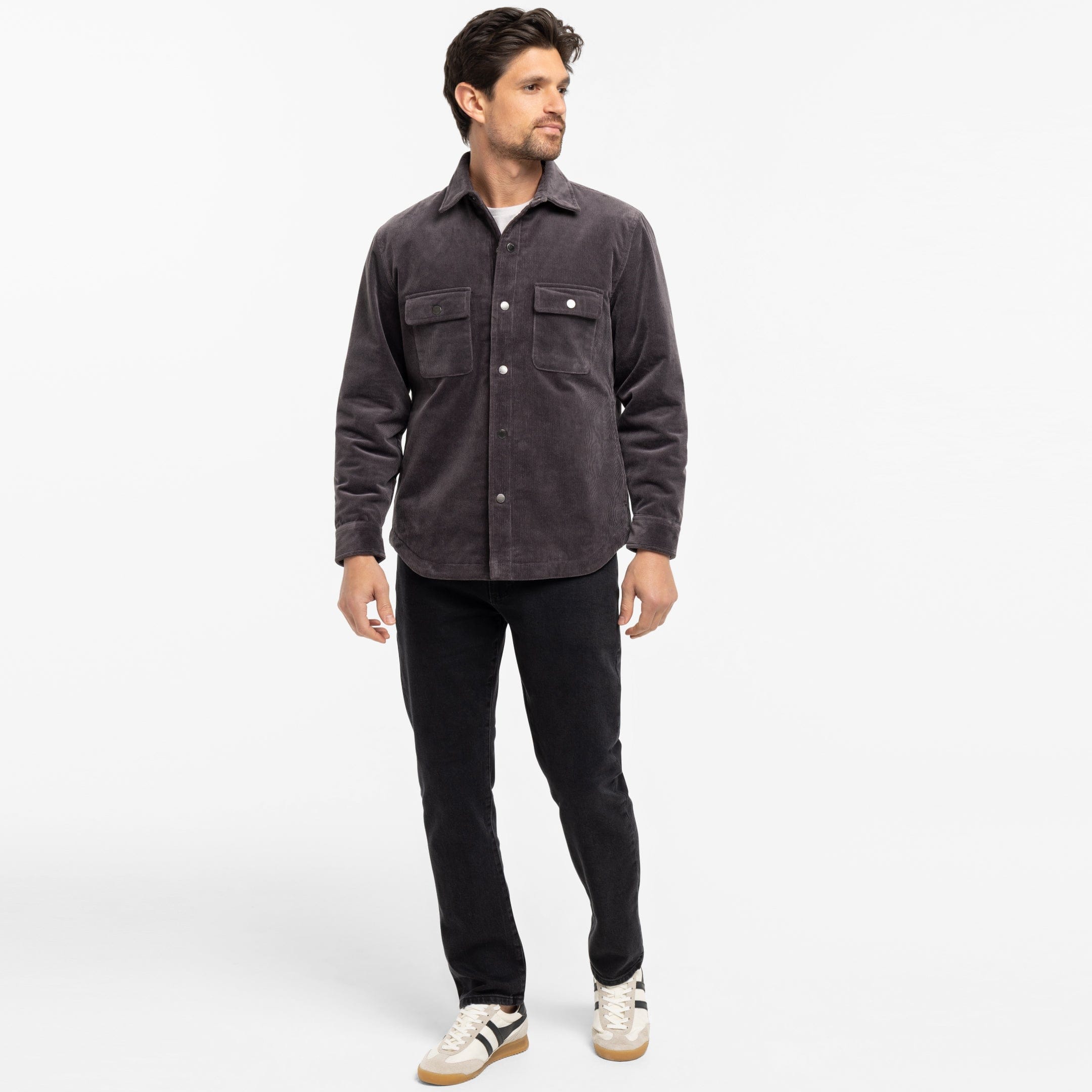 Grey Corduroy Shirt Jacket