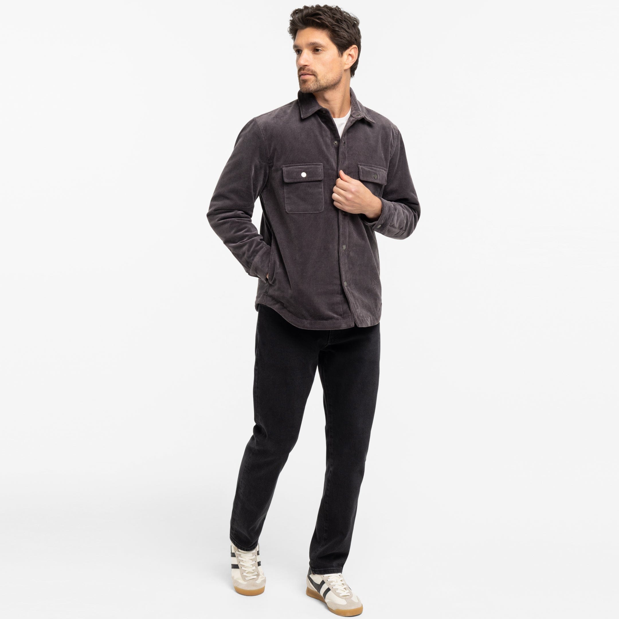 Grey Corduroy Shirt Jacket