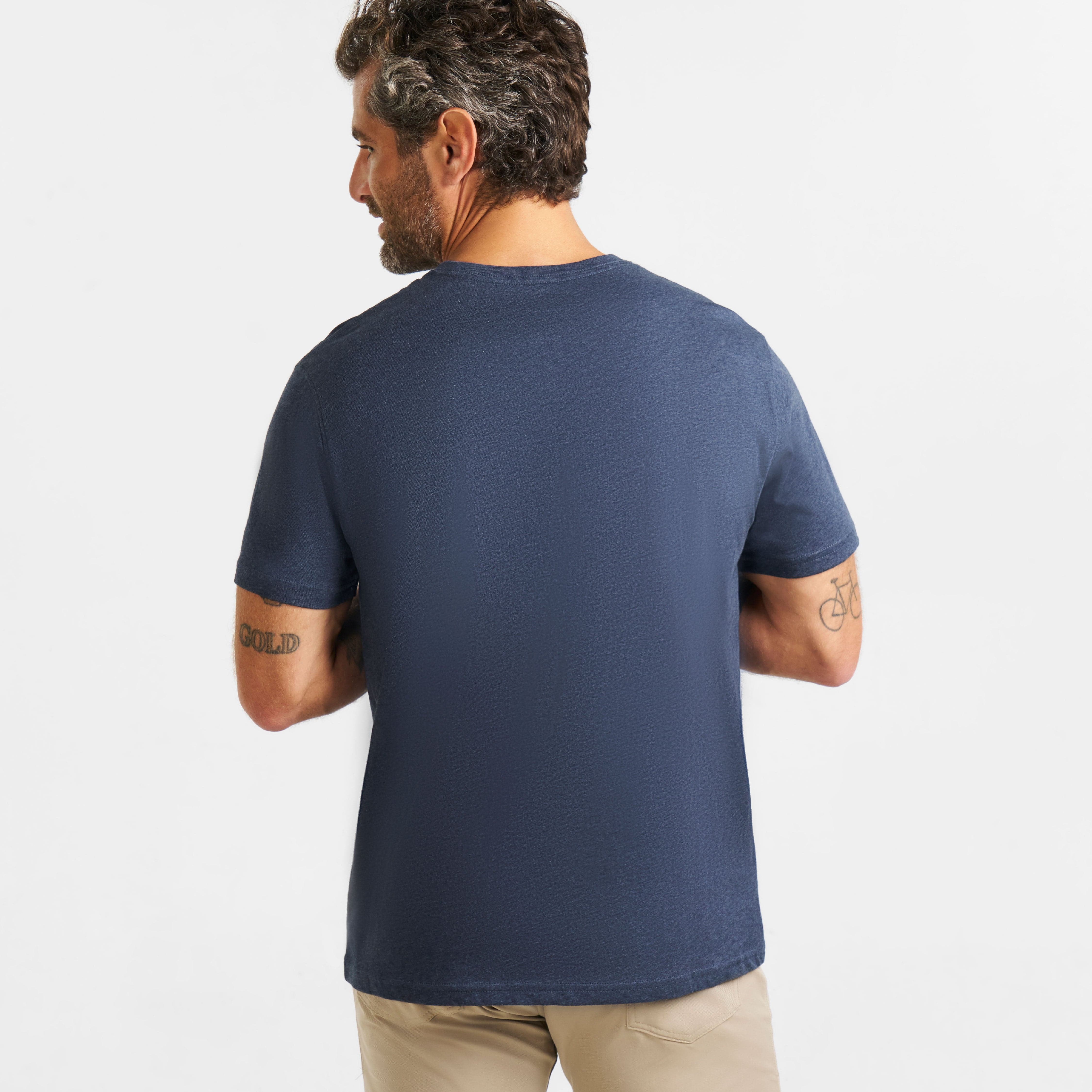 Navy Melange Short Sleeve Henley