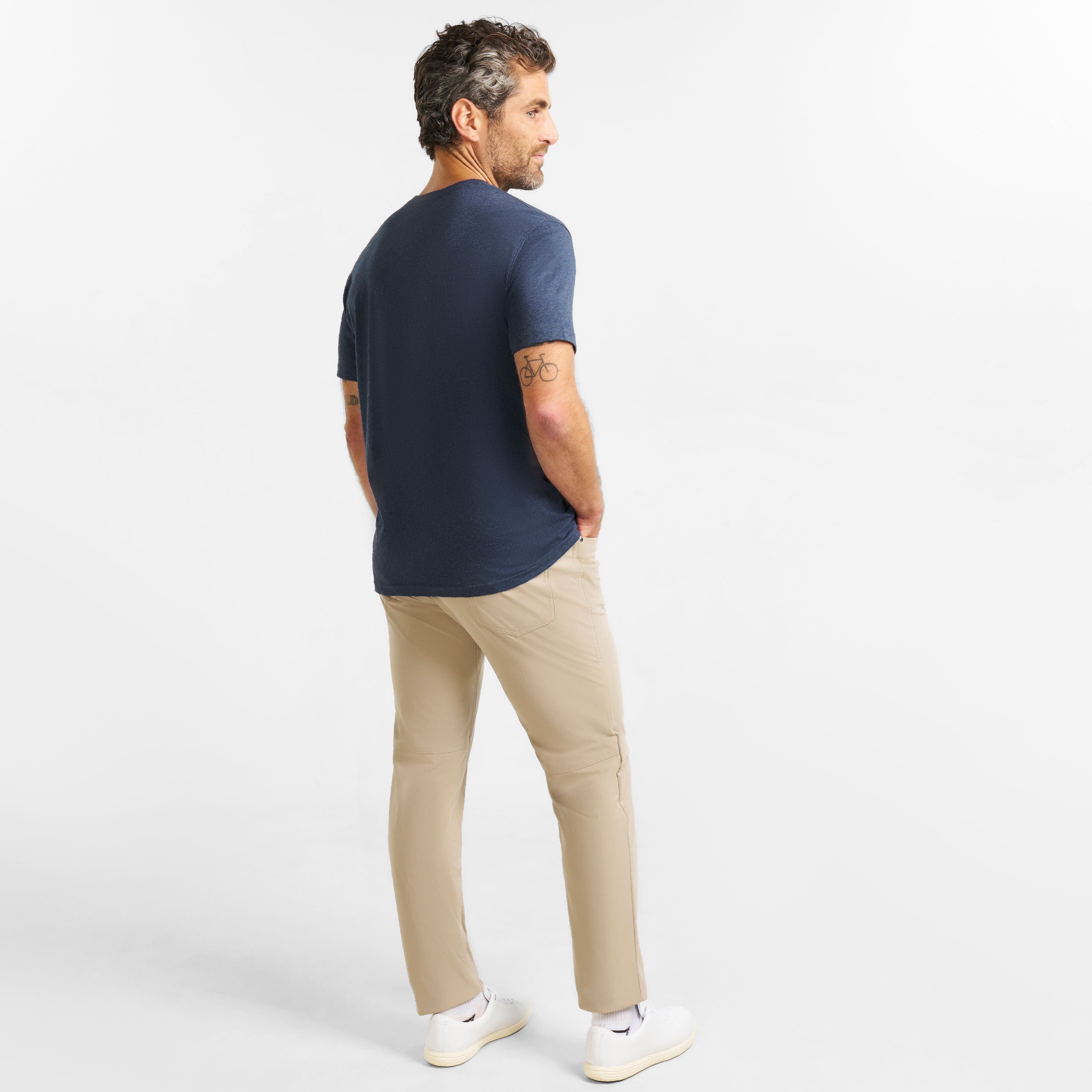 Navy Melange Short Sleeve Henley