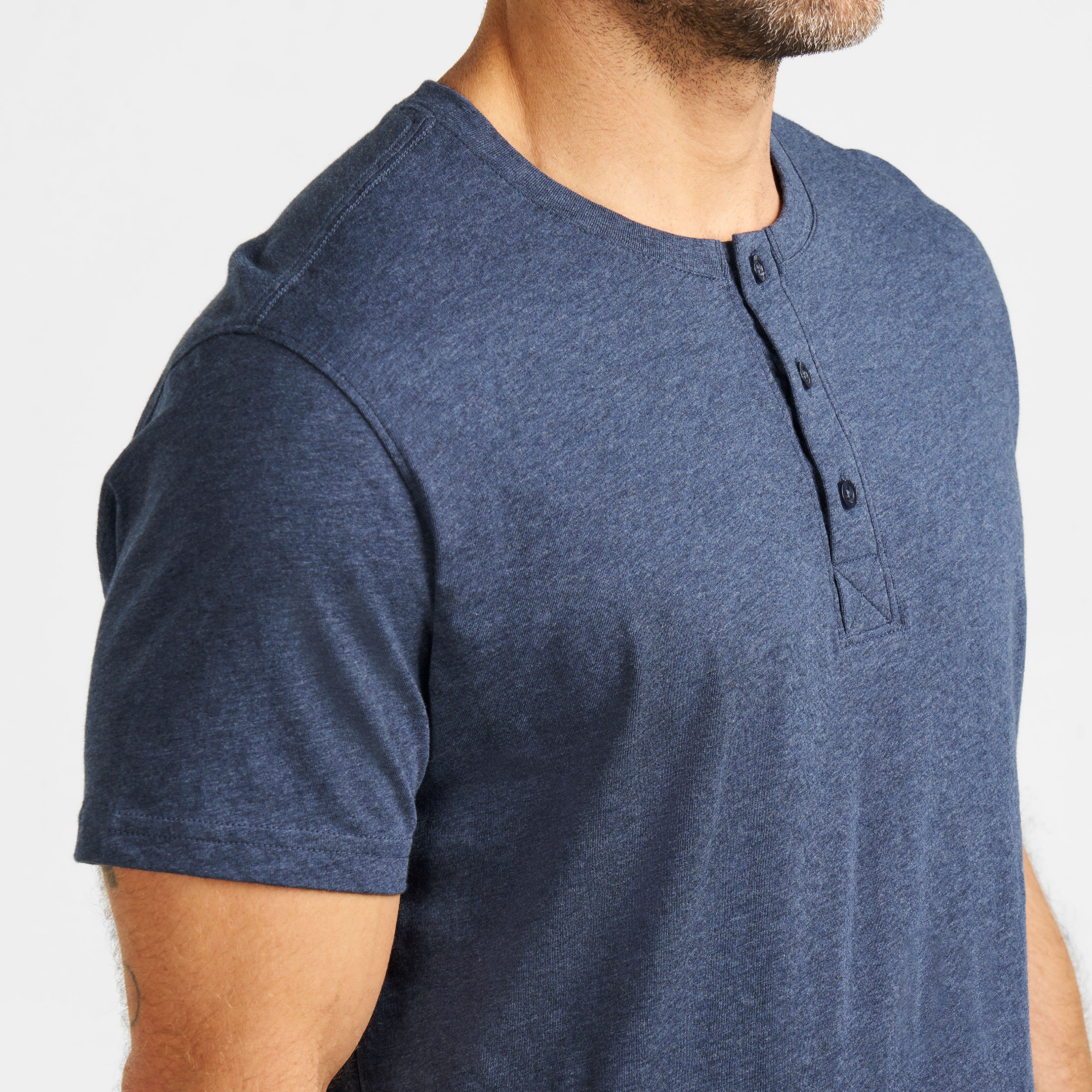 Navy Melange Short Sleeve Henley