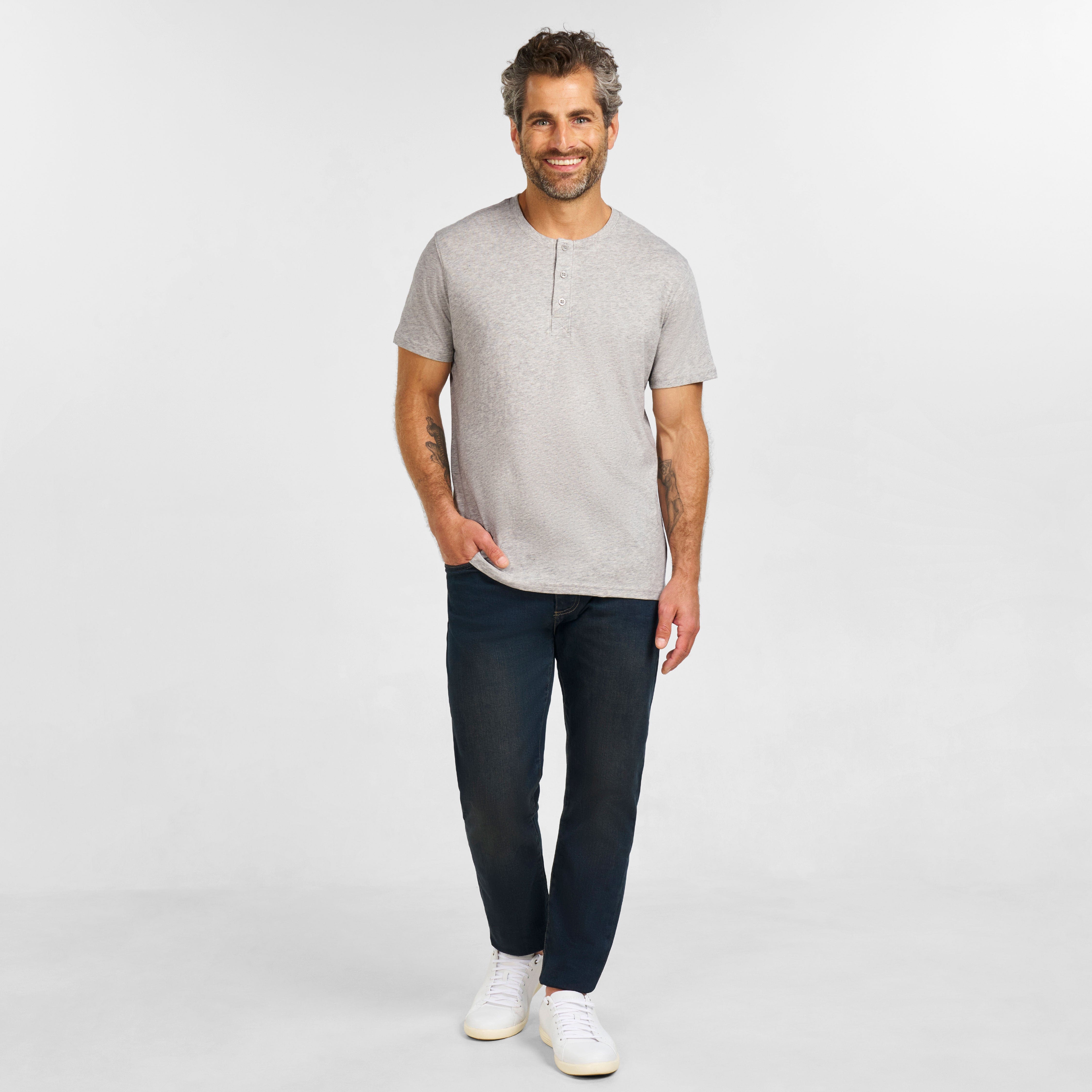 Pearl Melange Short Sleeve Henley
