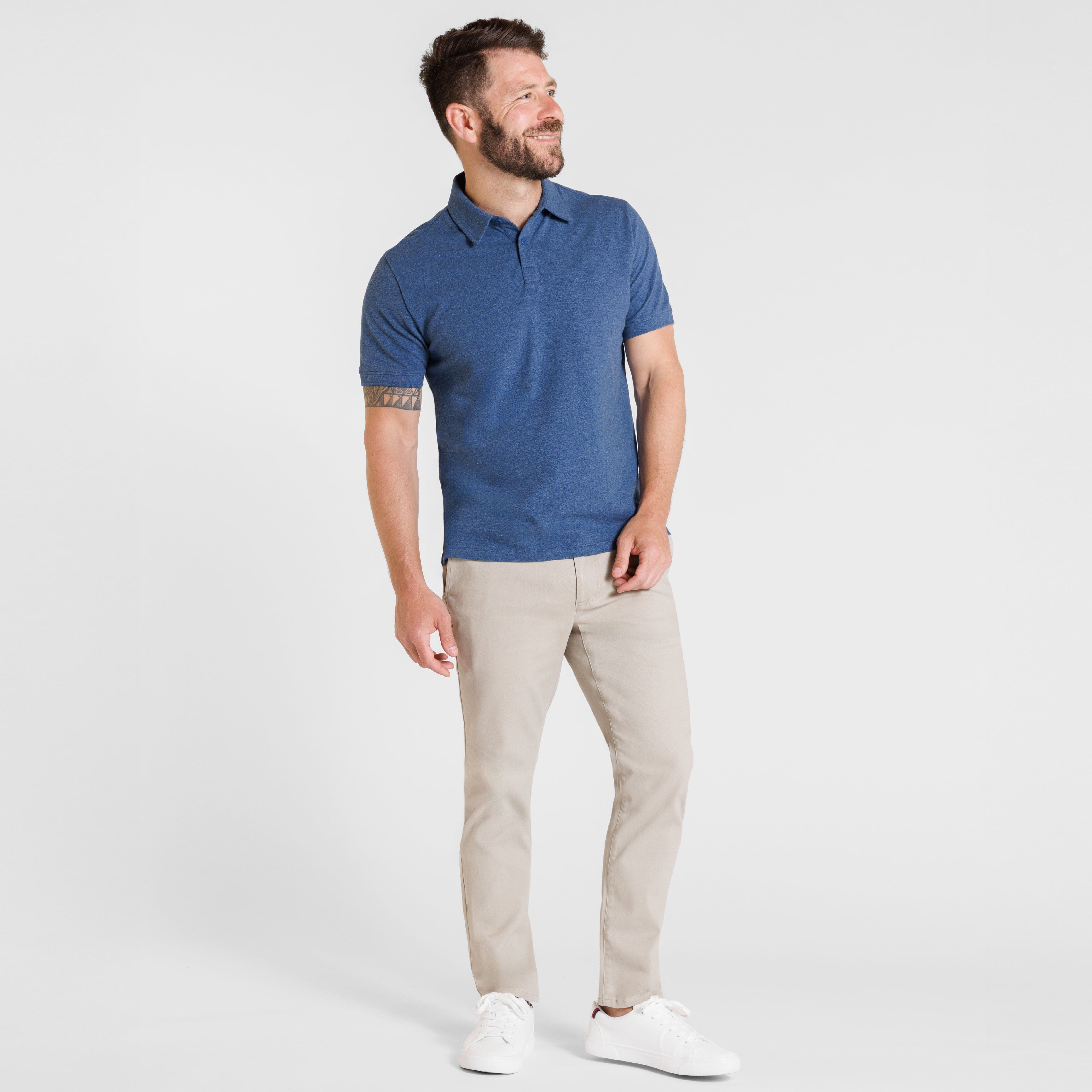 Heather Blue Pique Daily Polo