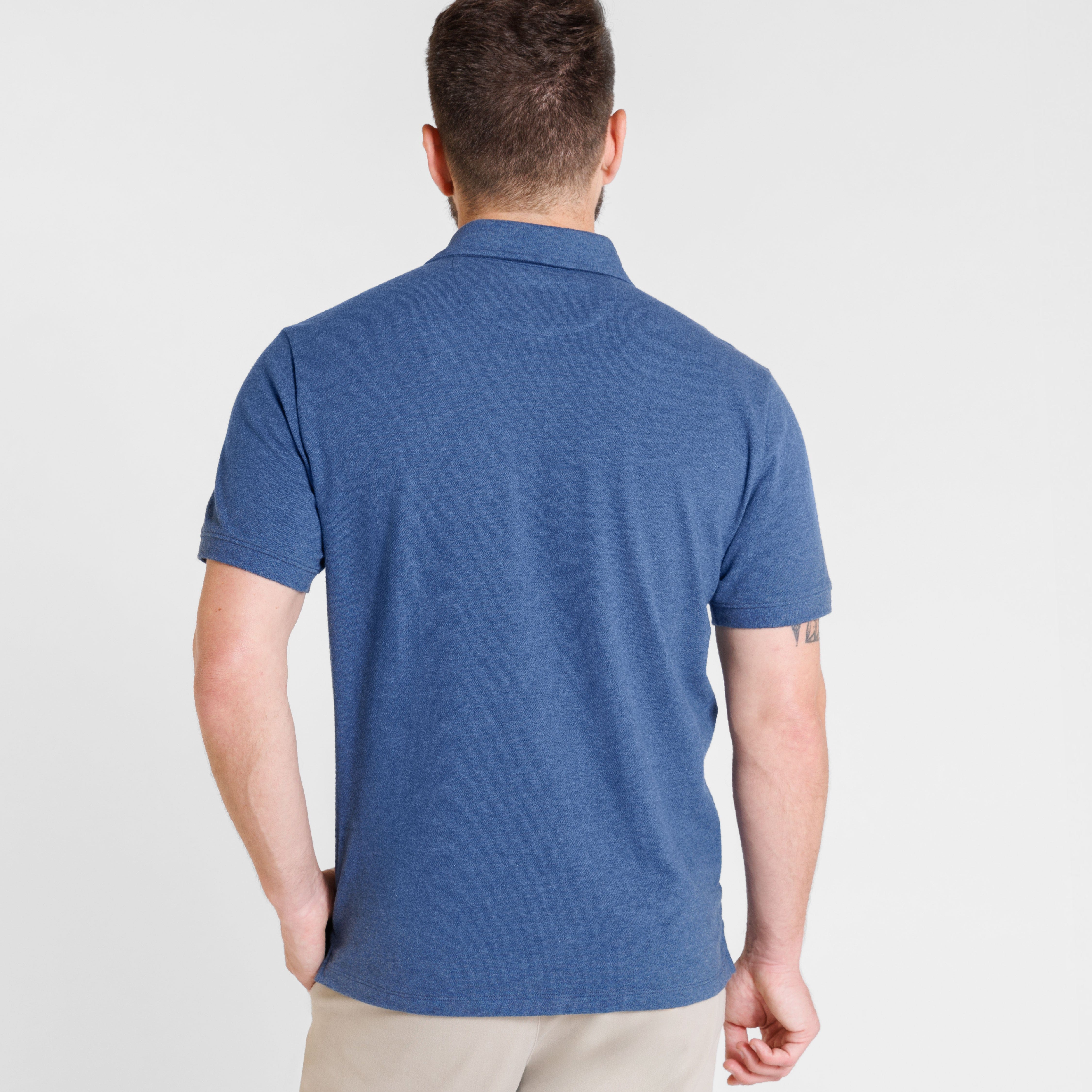 Heather Blue Pique Daily Polo