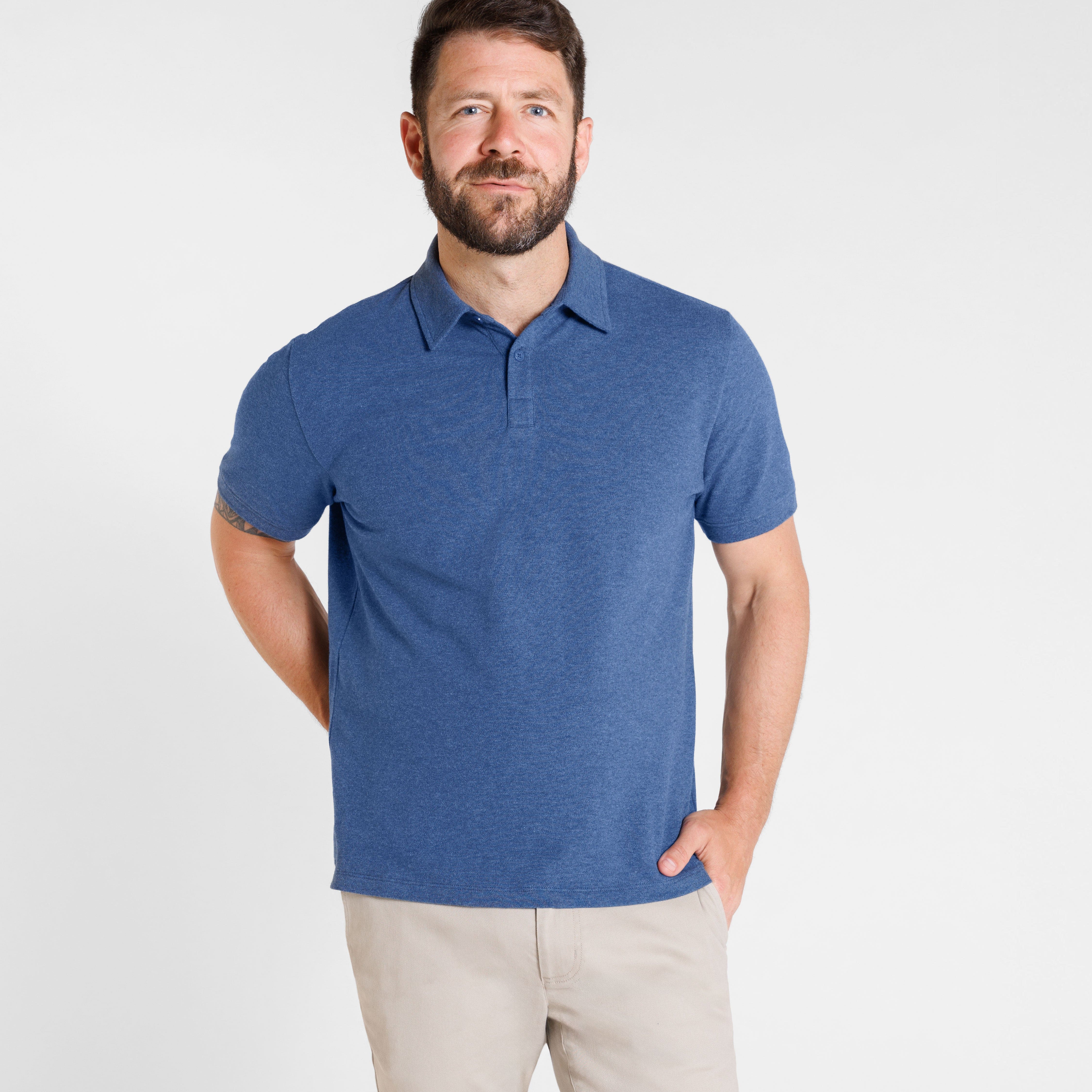 Heather Blue Pique Daily Polo