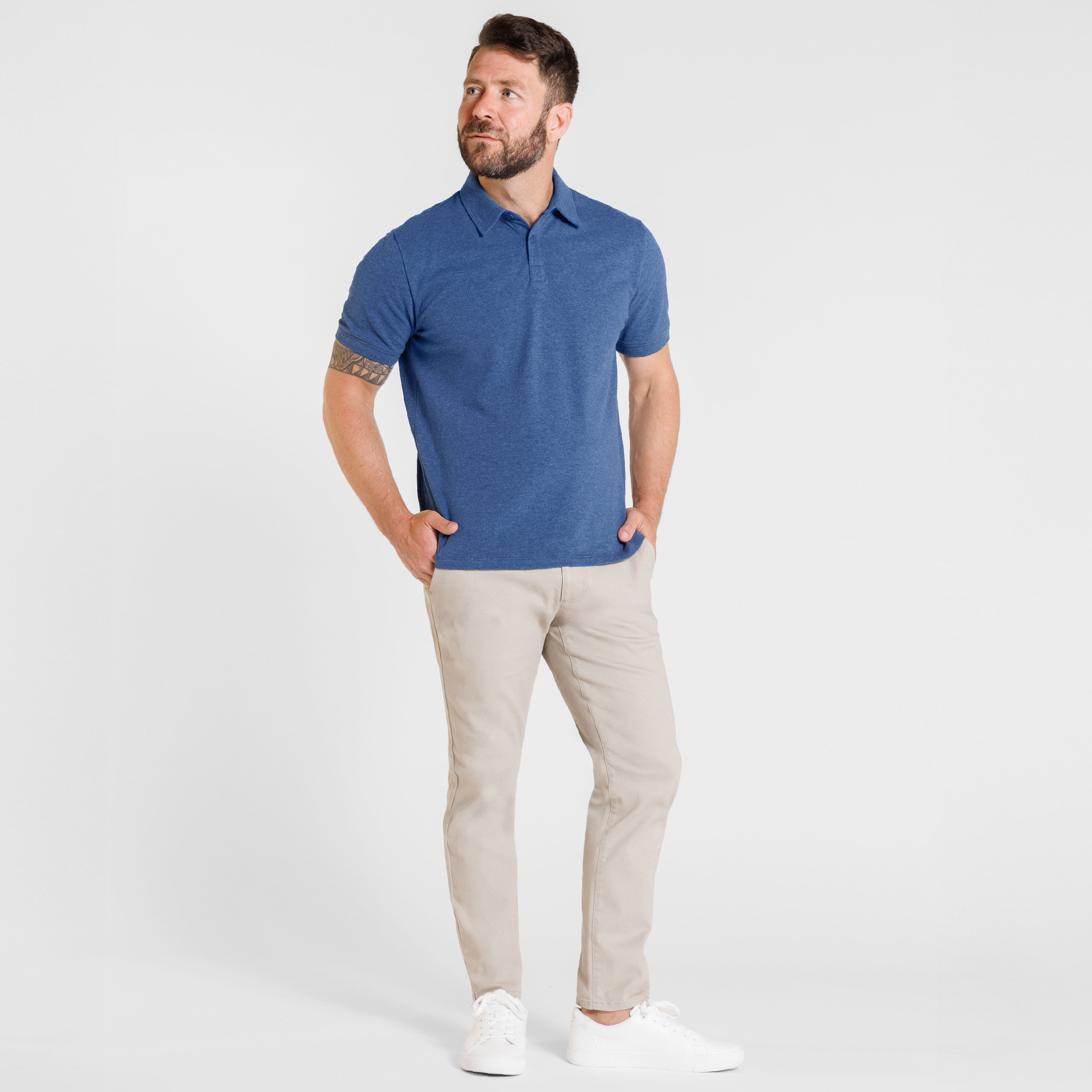 Heather Blue Pique Daily Polo