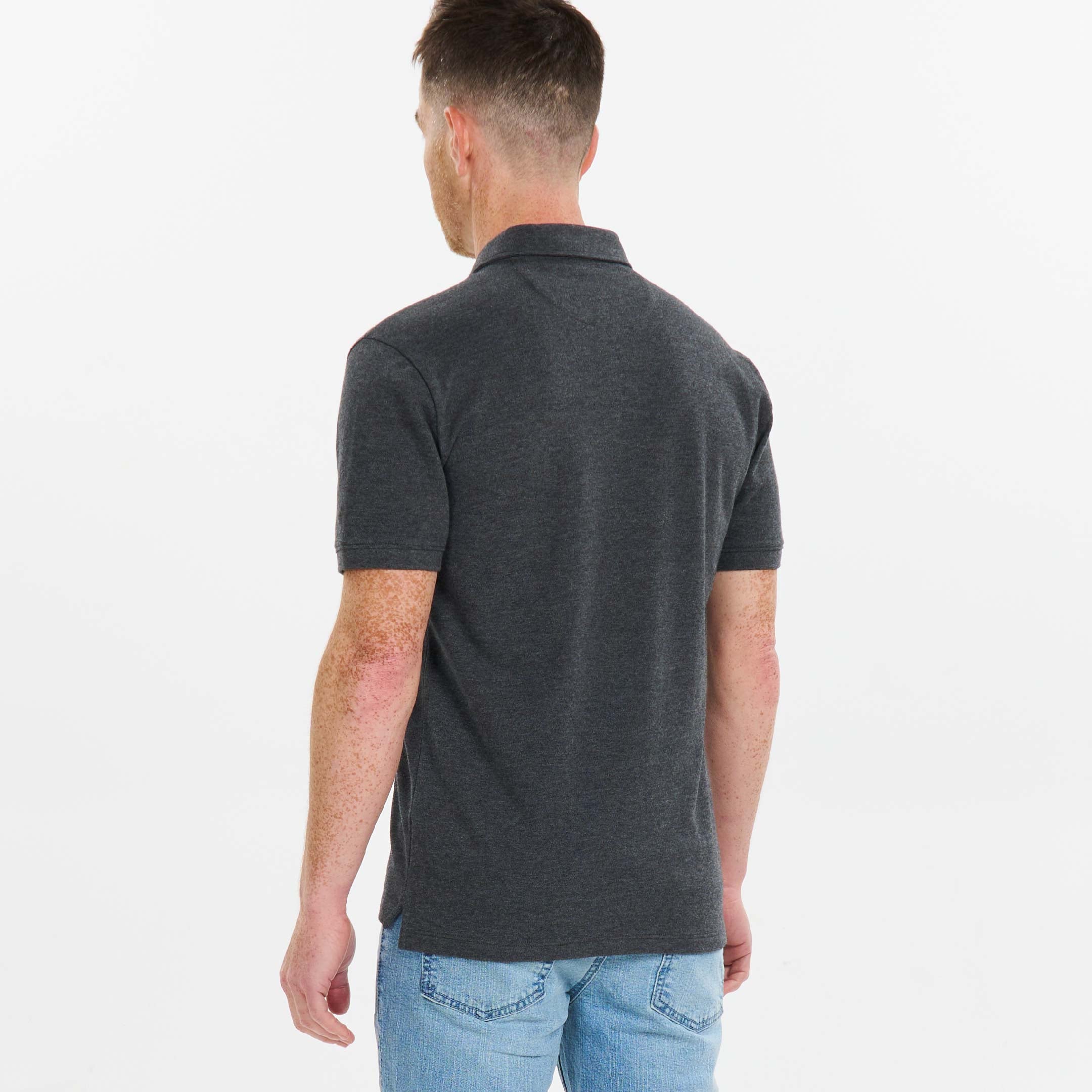 Heather Charcoal Pique Daily Polo