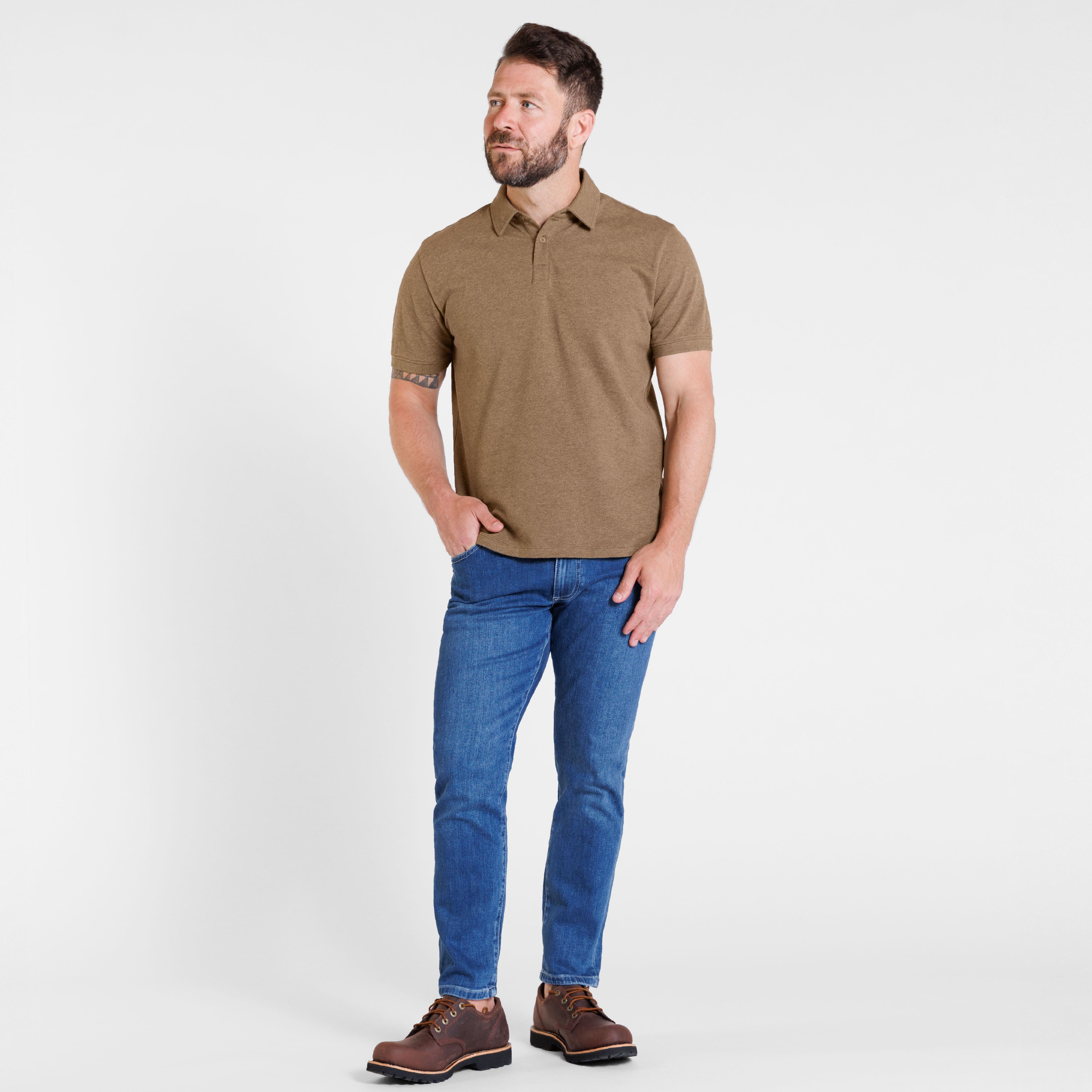 Heather Olive Pique Daily Polo