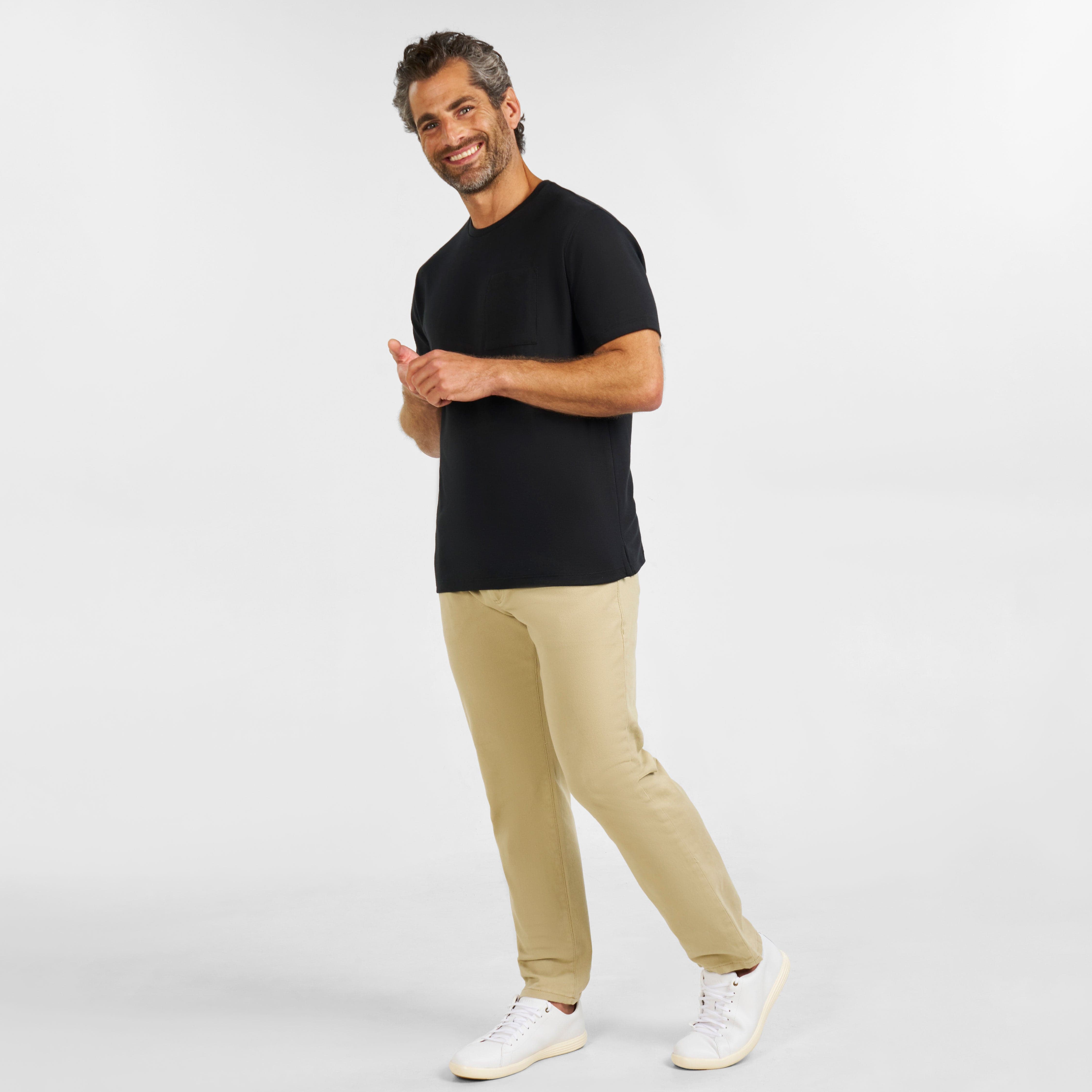 Black Micro Pique Crew Neck Tee